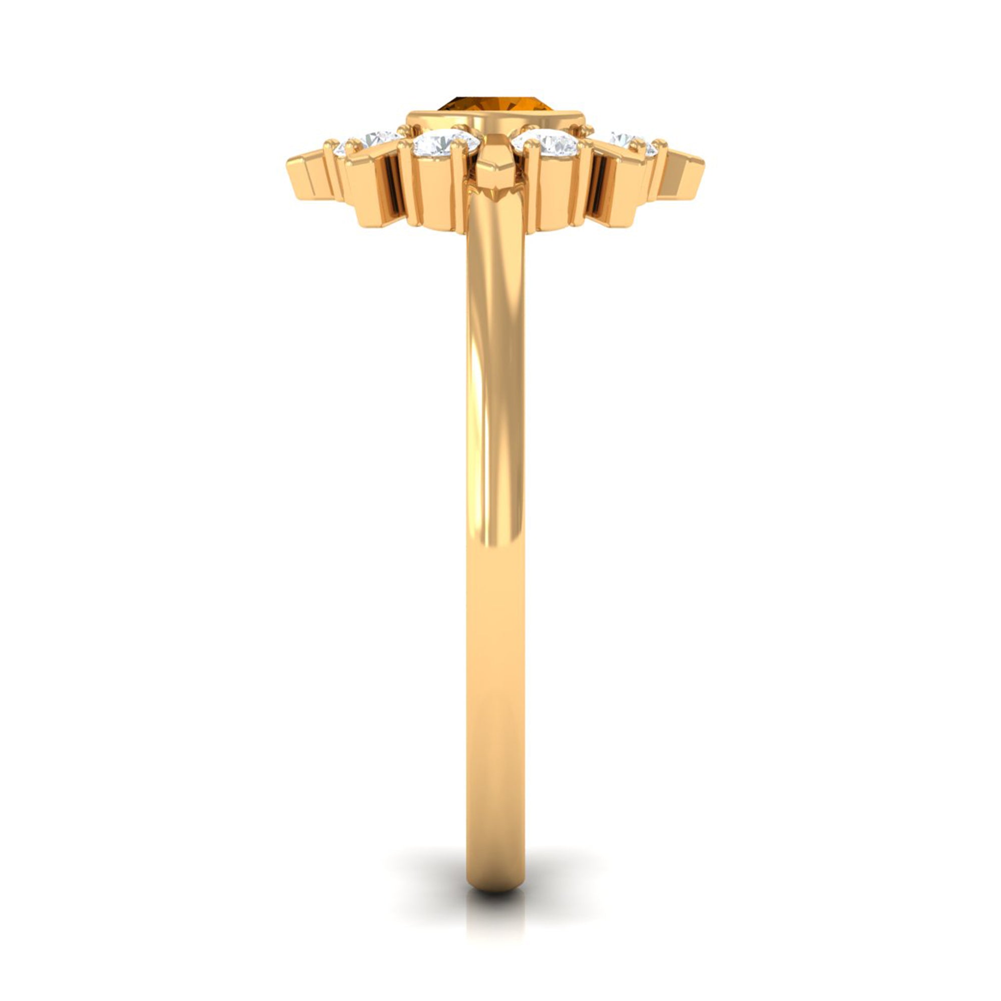 0.50 CT Citrine Statement Ring with Diamond Stones AAA - Rosec Jewels