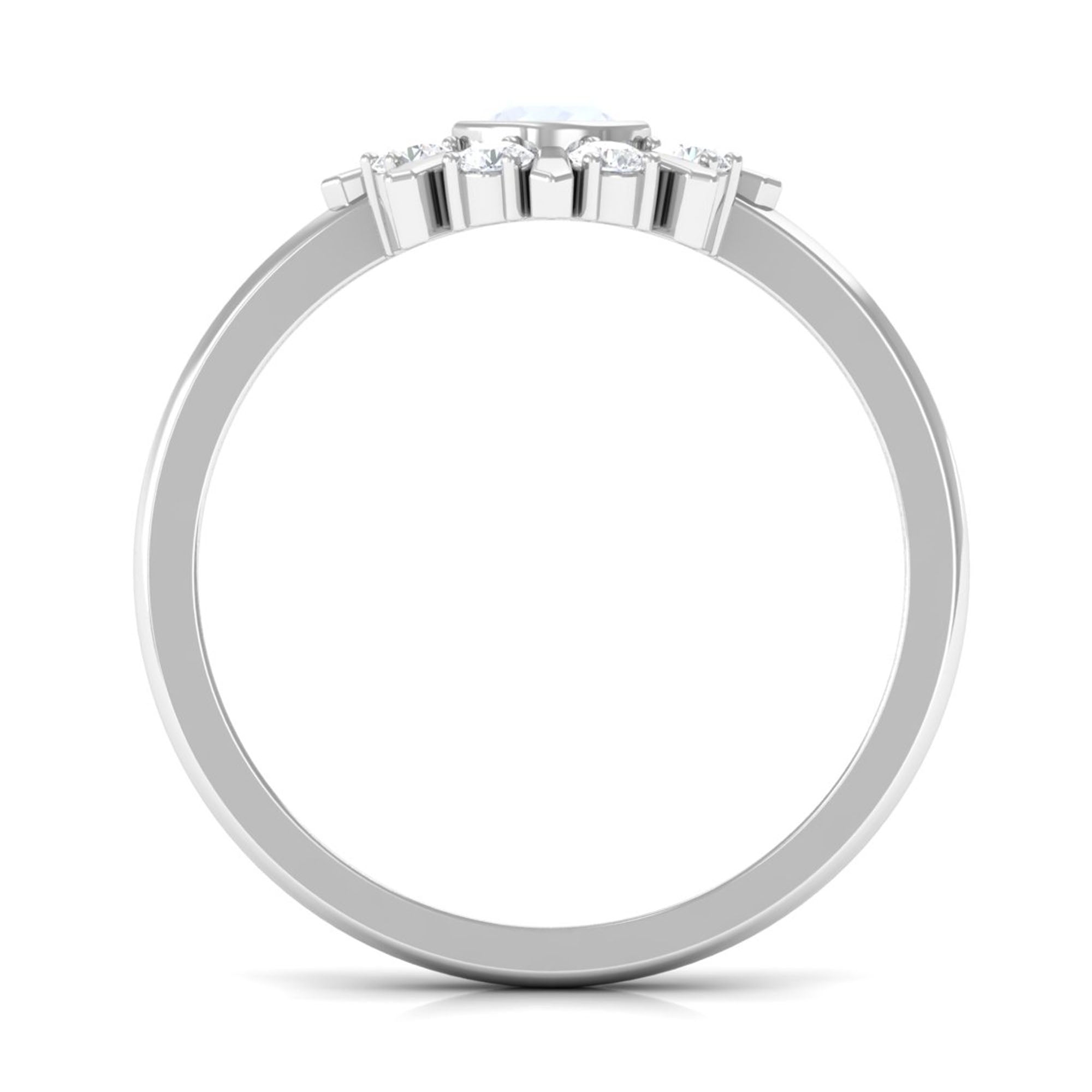 3/4 Carat Bezel Set Moonstone and Diamond Statement Ring AAA - Rosec Jewels