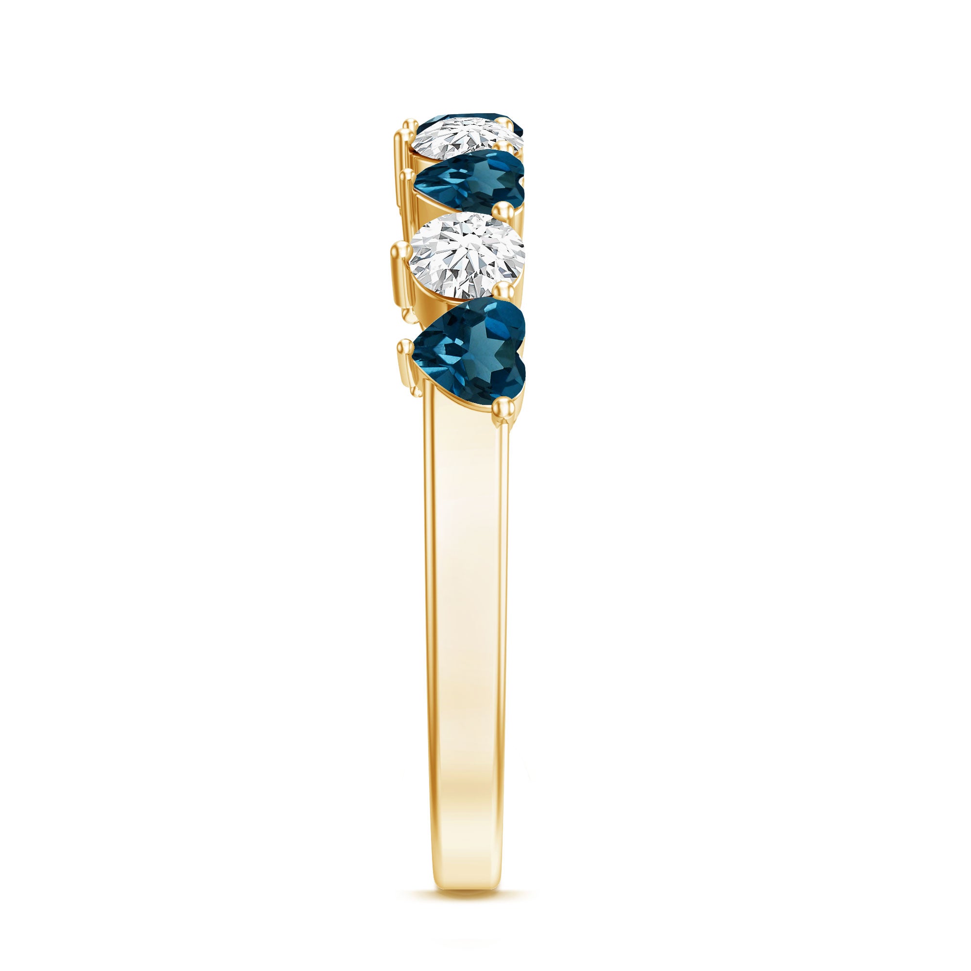 Rosec Jewels-London Blue Topaz and Moissanite Heart Eternity Band