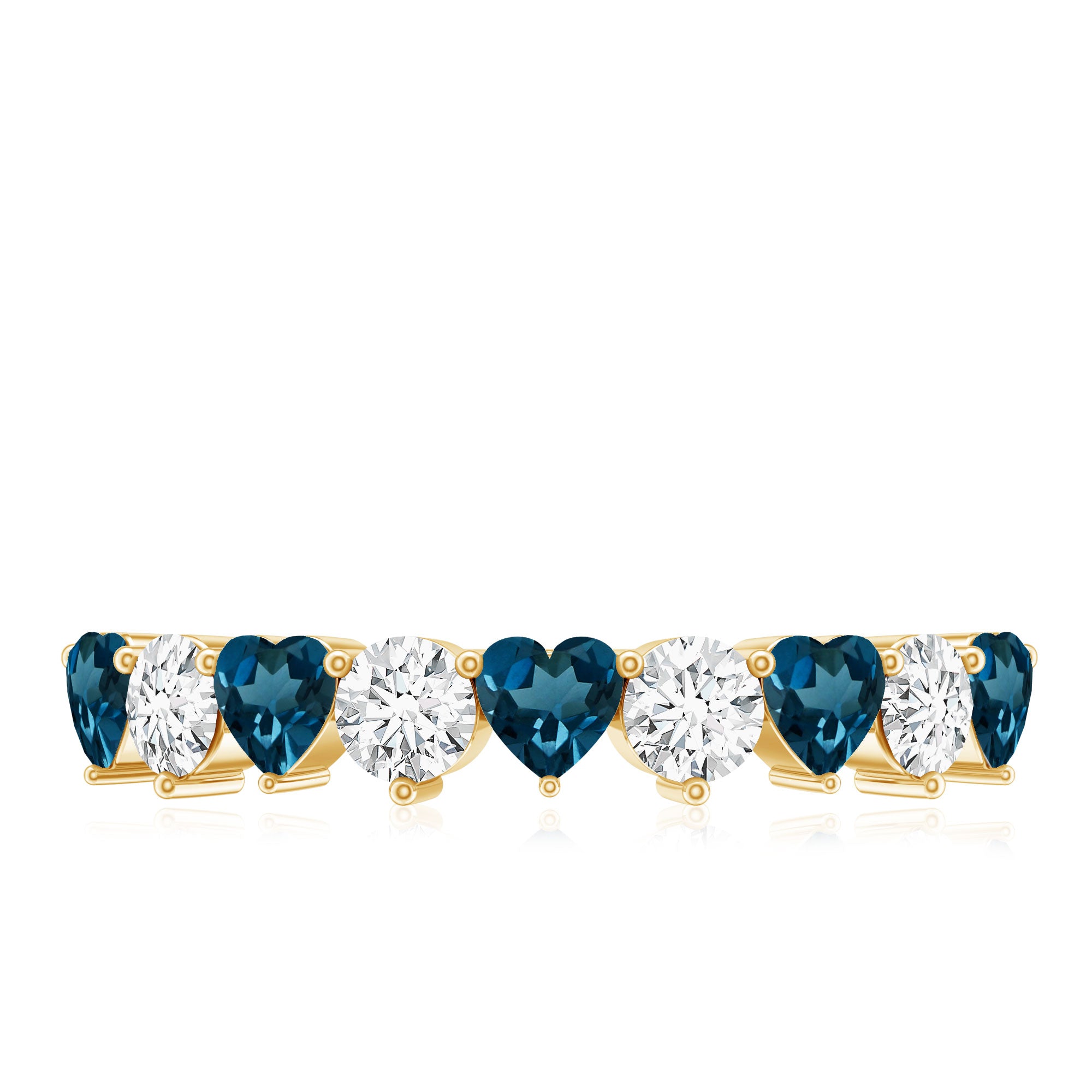 Rosec Jewels-London Blue Topaz and Moissanite Heart Eternity Band