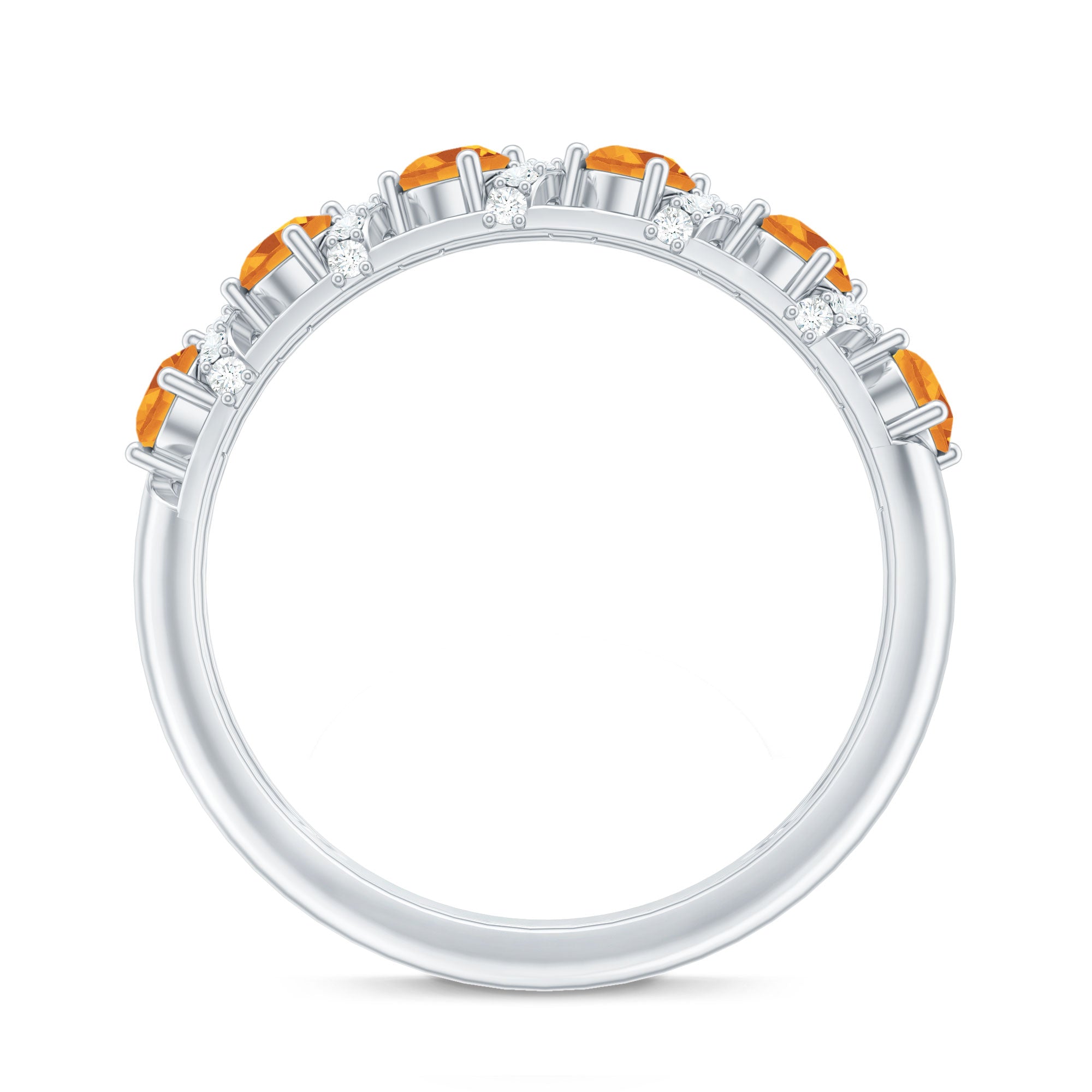 Natural Citrine Diamond Half Eternity Wedding Anniversary Ring AAA - Rosec Jewels