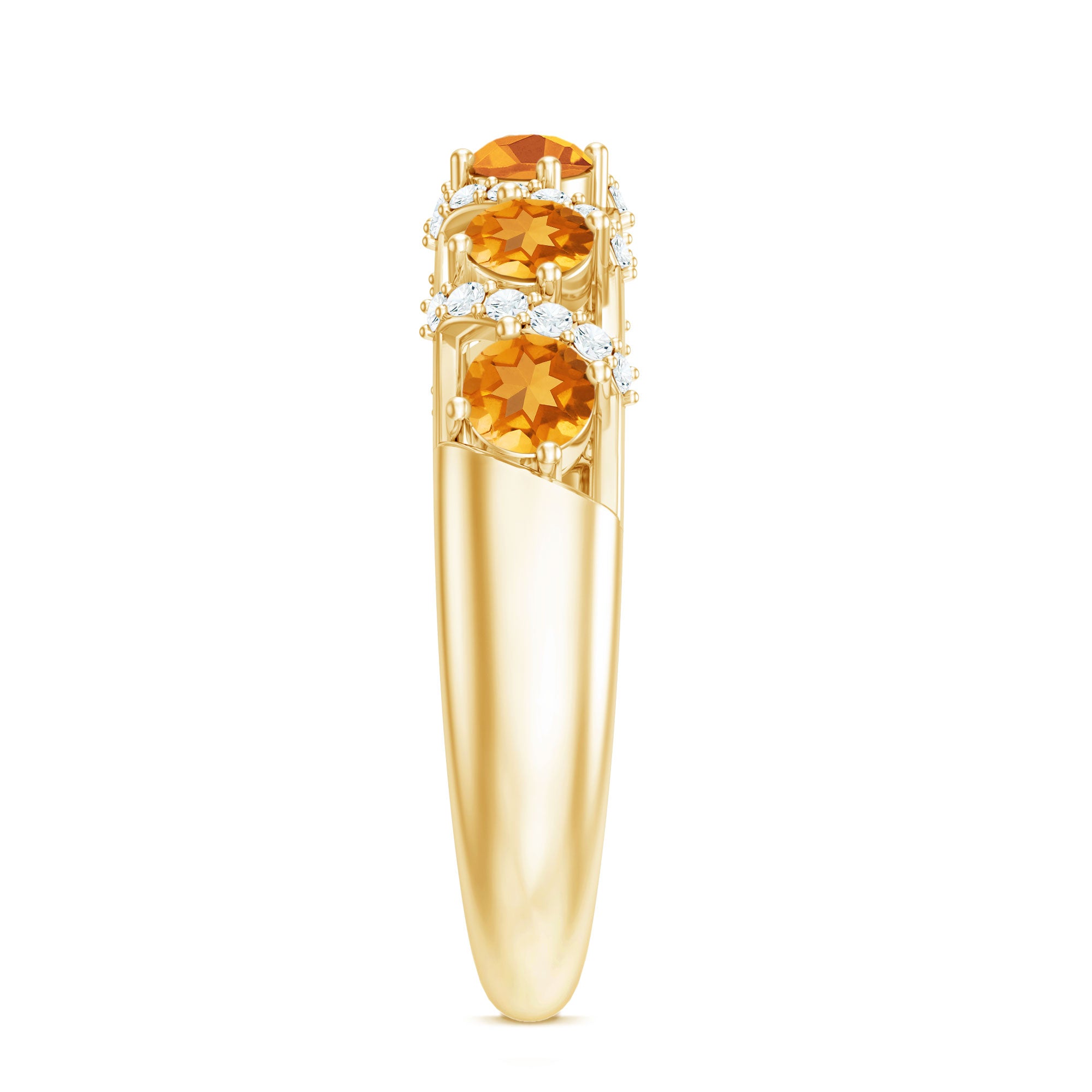 Natural Citrine Diamond Half Eternity Wedding Anniversary Ring AAA - Rosec Jewels