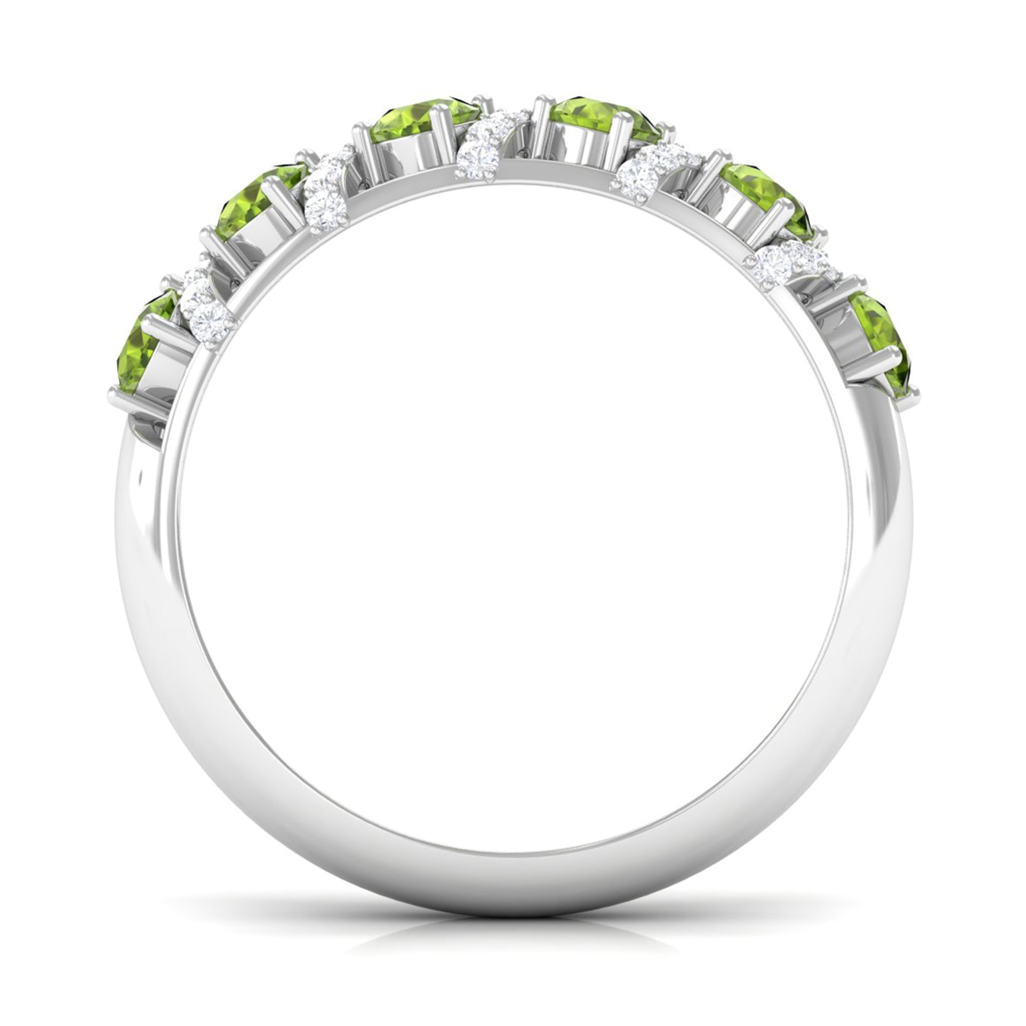 Designer Anniversary Ring with Peridot and Diamond AAA - Rosec Jewels
