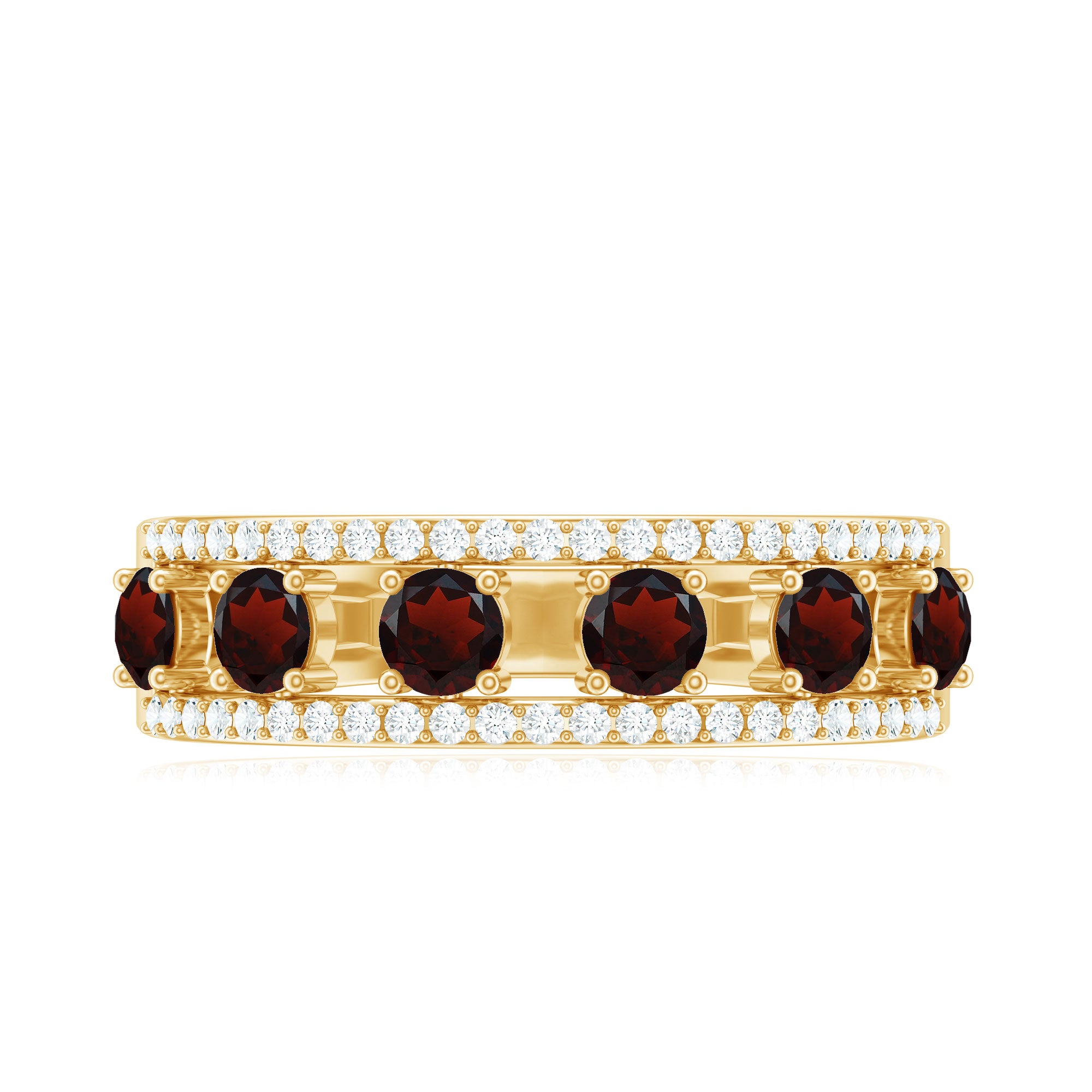 Natural Garnet Half Eternity Band with Diamond AAA - Rosec Jewels