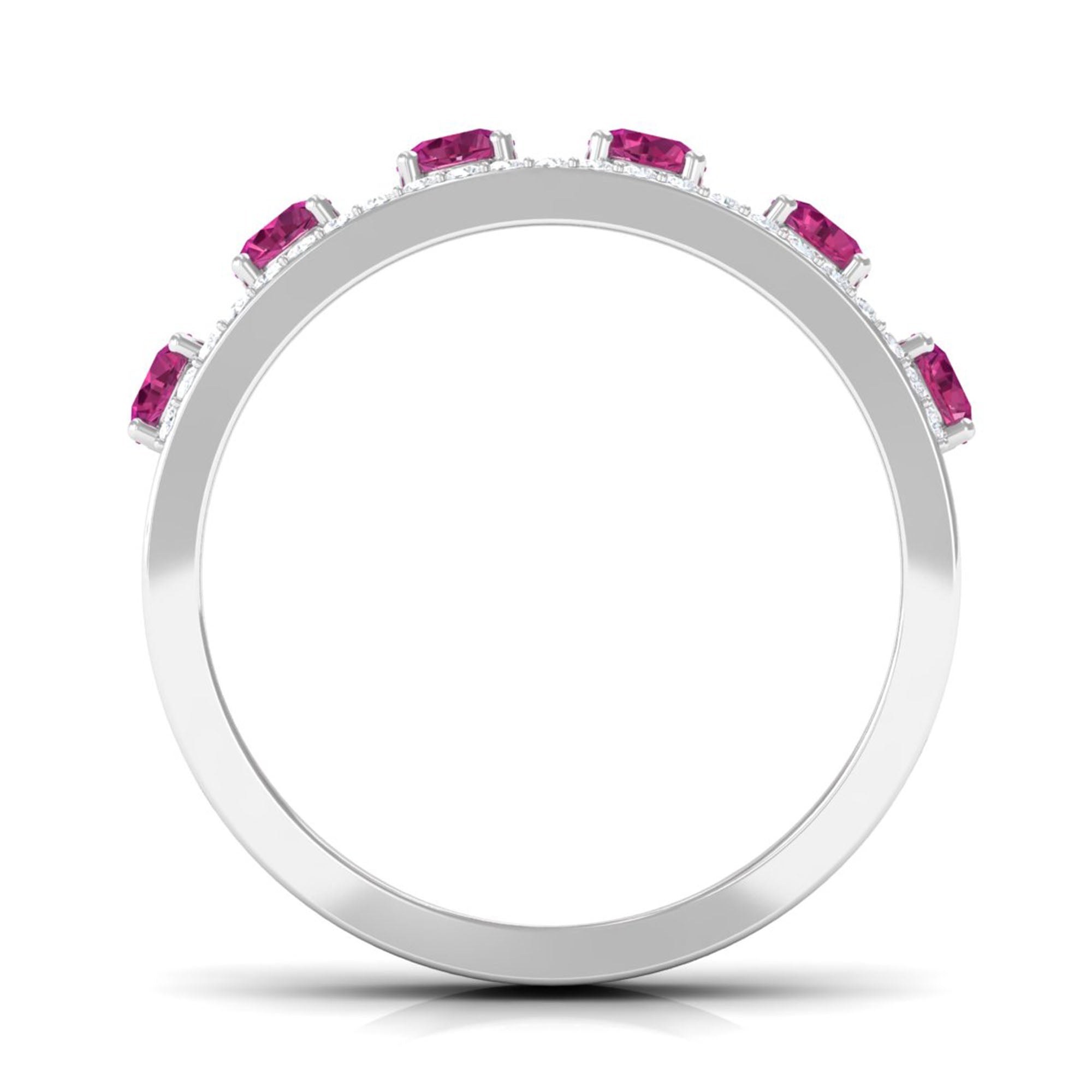 Pink Tourmaline Anniversary Ring with Diamond AAA - Rosec Jewels
