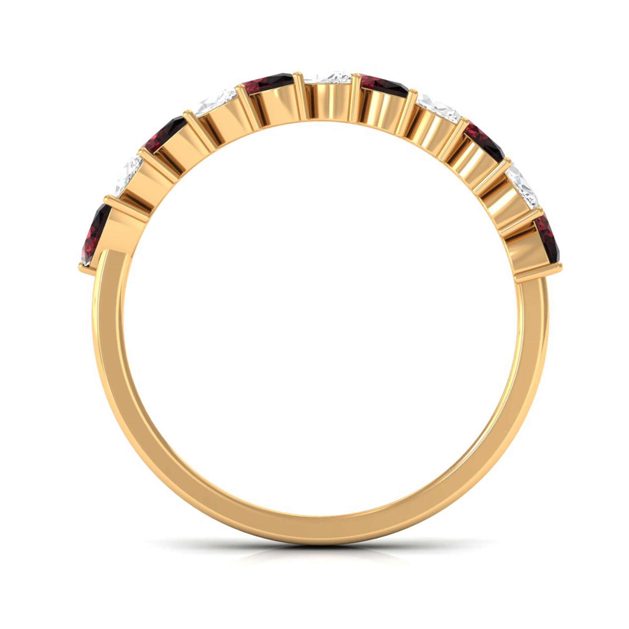 Certified Marquise Garnet Half Eternity Band with Diamond AAA - Rosec Jewels