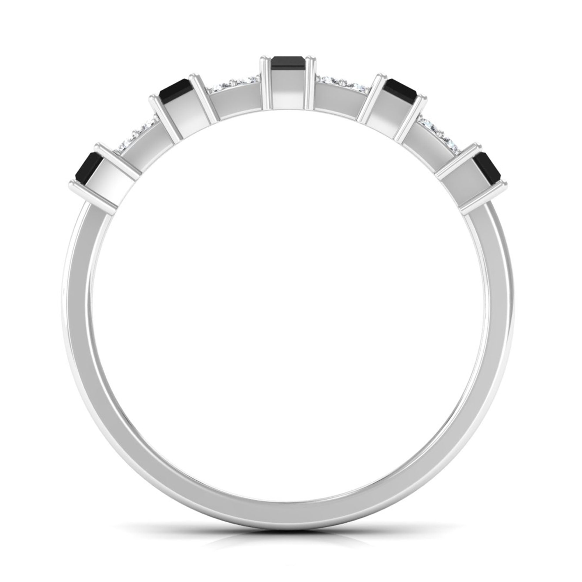 3/4 CT Black Spinel and Diamond Wide Band Ring AAA - Rosec Jewels