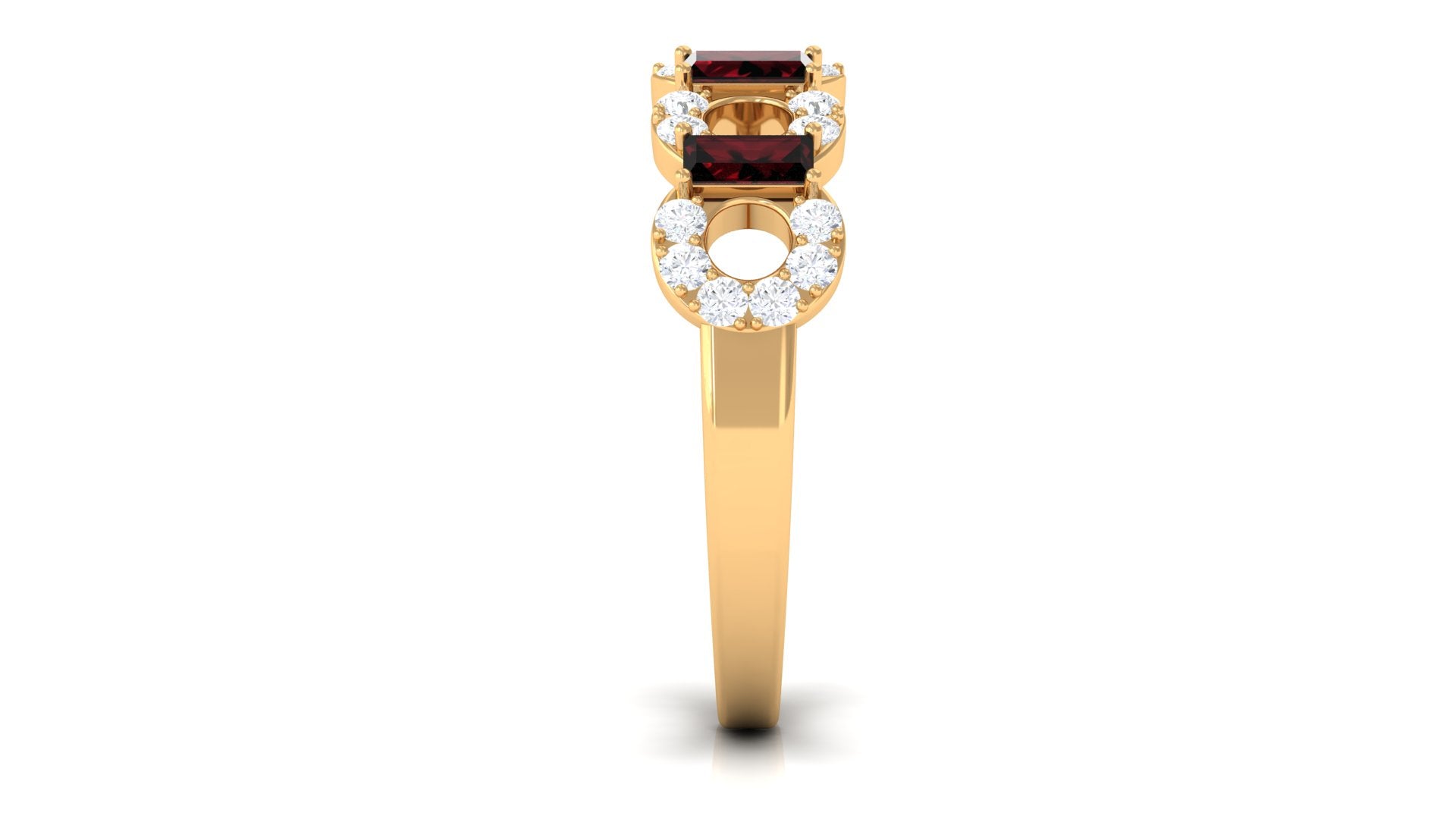 Certified Real Baguette Garnet Half Eternity Band with Diamond AAA - Rosec Jewels
