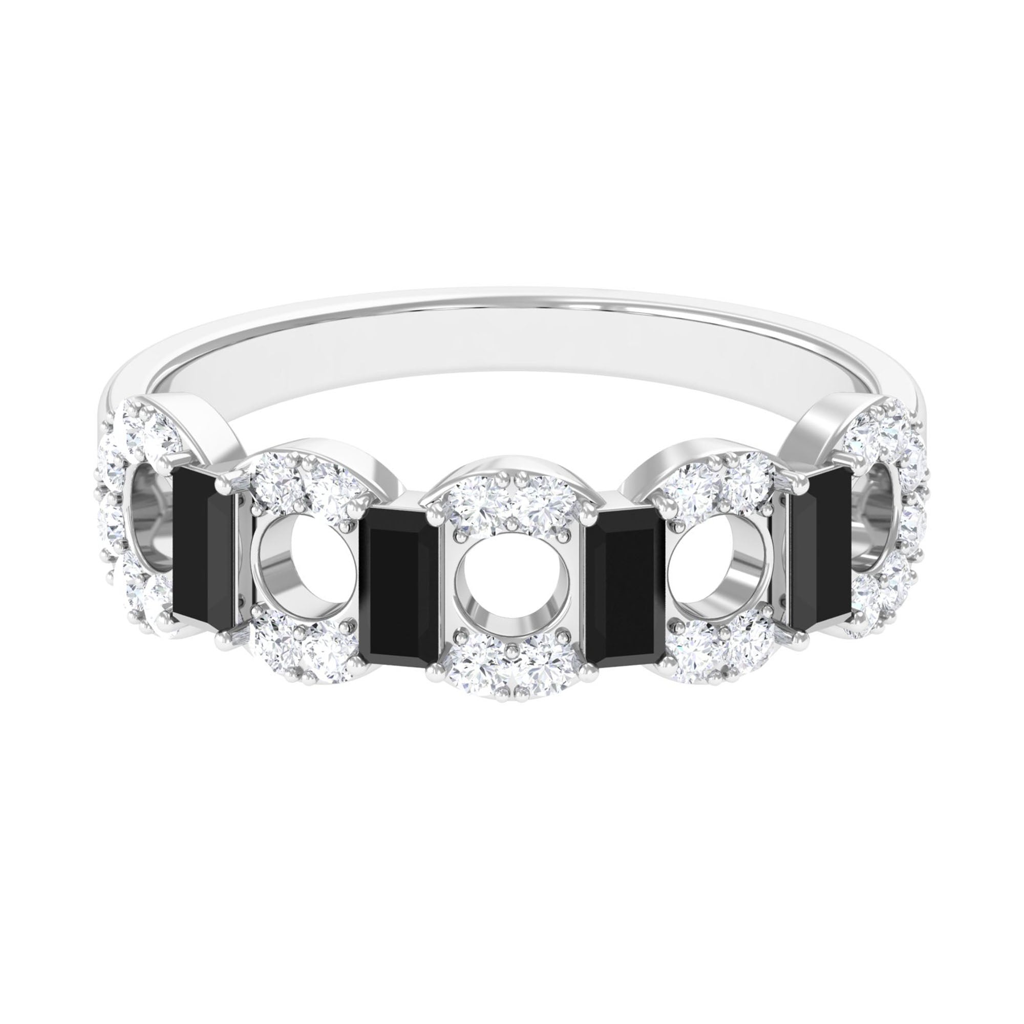 1 CT Black Spinel and Diamond Half Eternity Ring