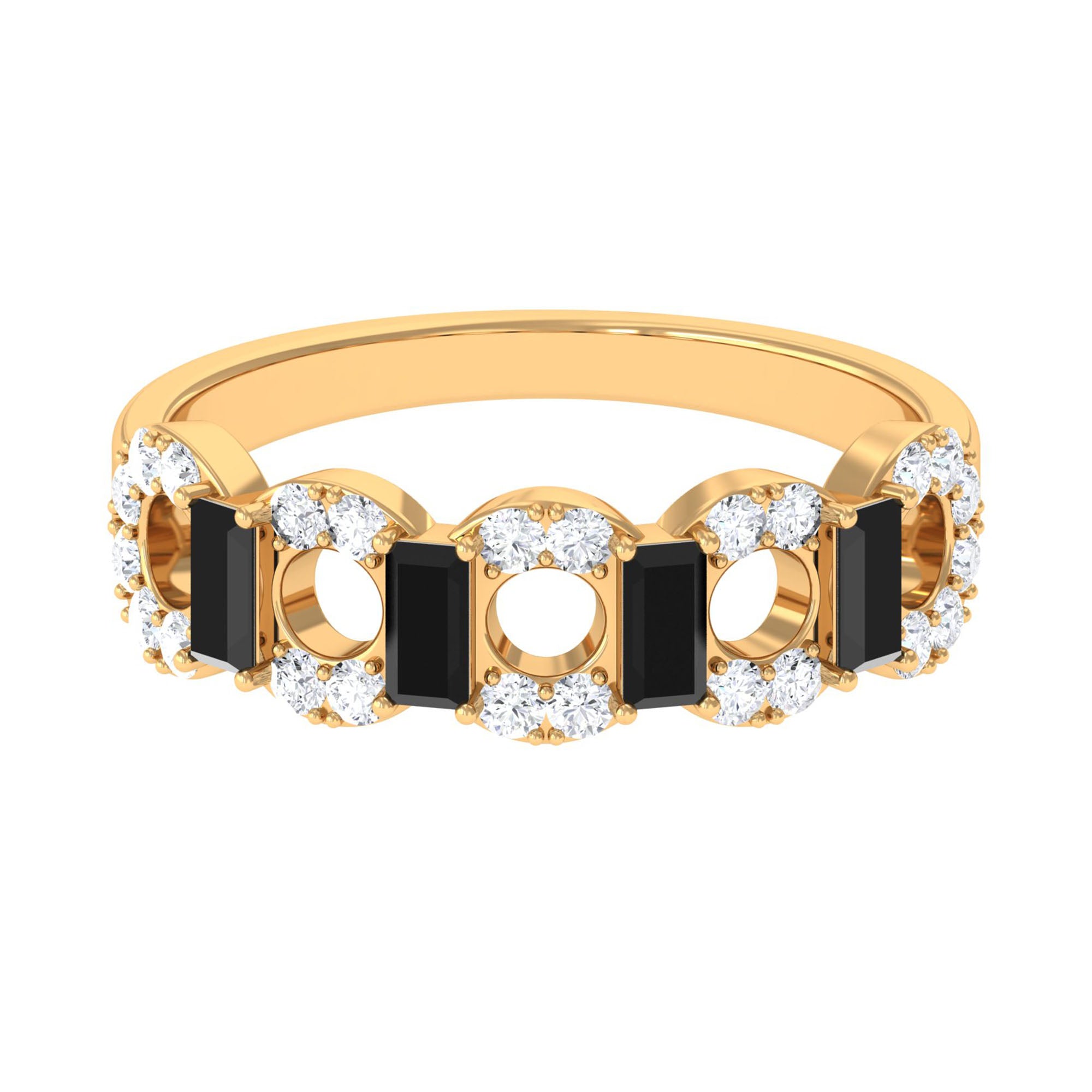 1 CT Black Spinel and Diamond Half Eternity Ring AAA - Rosec Jewels