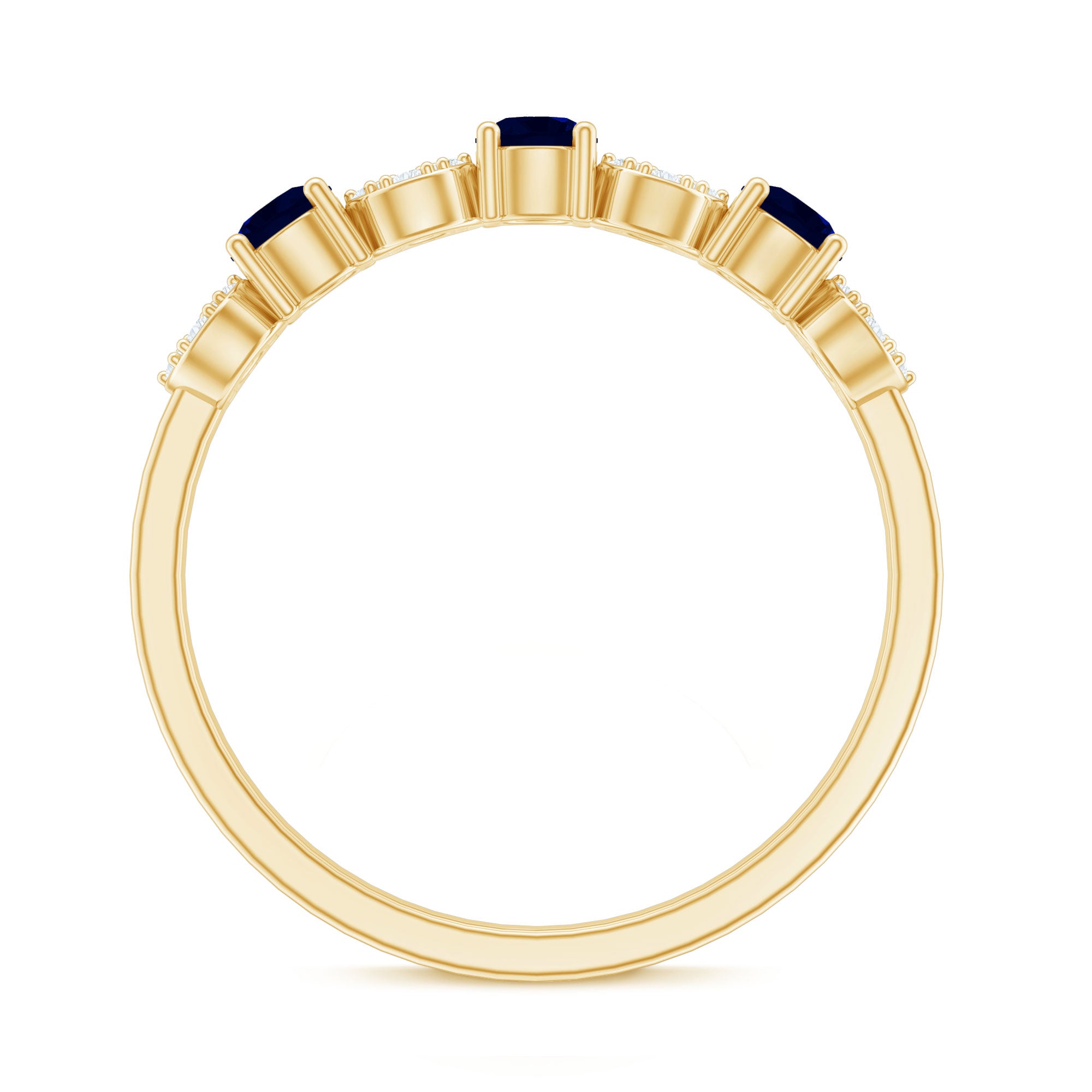 Natural Blue Sapphire Diamond Half Eternity Ring for Women AAA - Rosec Jewels