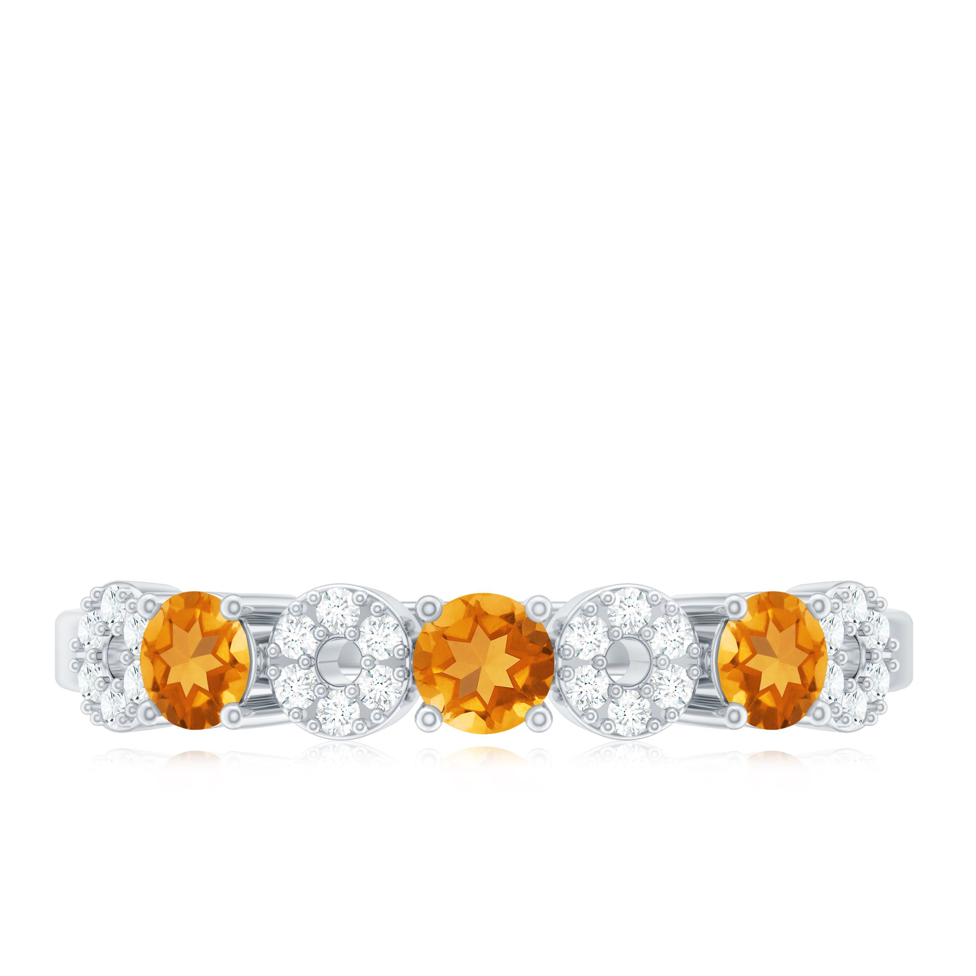 Rosec Jewels-Natural Citrine Diamond Half Eternity Ring