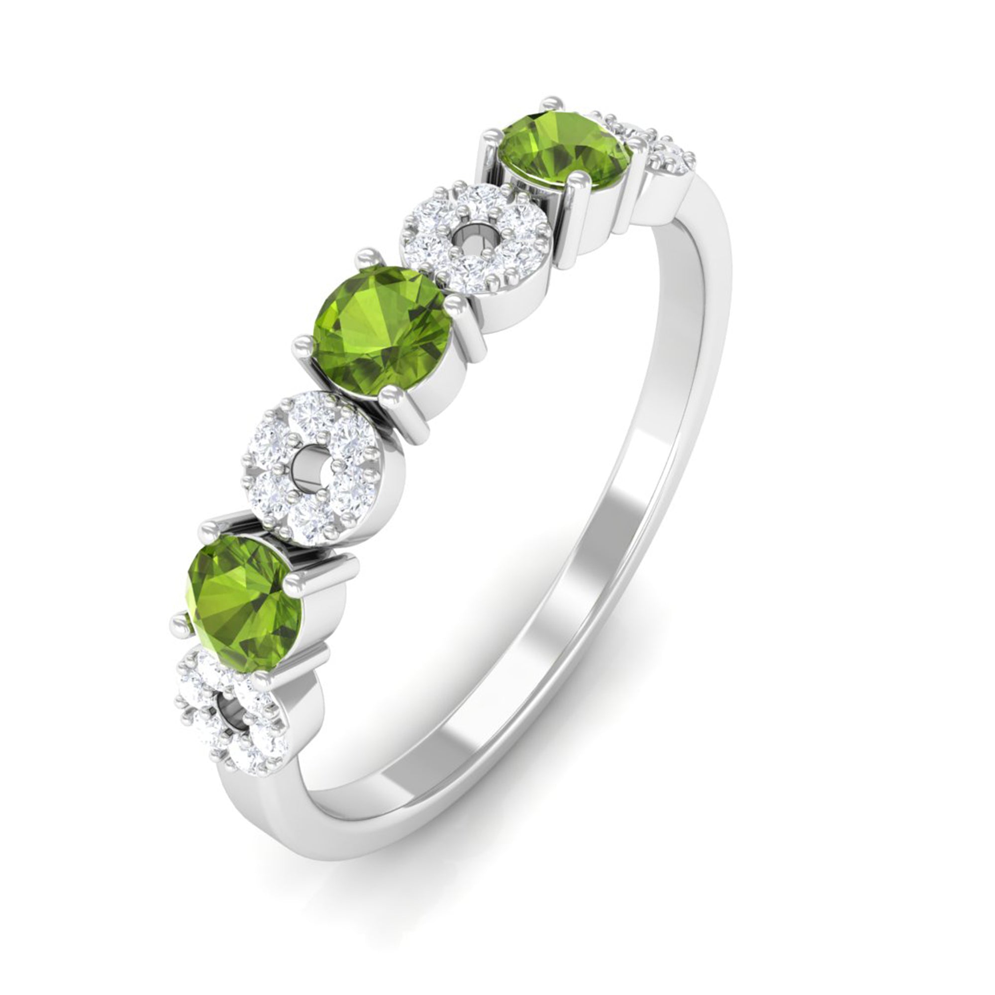 Rosec Jewels-Peridot and Diamond Semi Eternity Ring