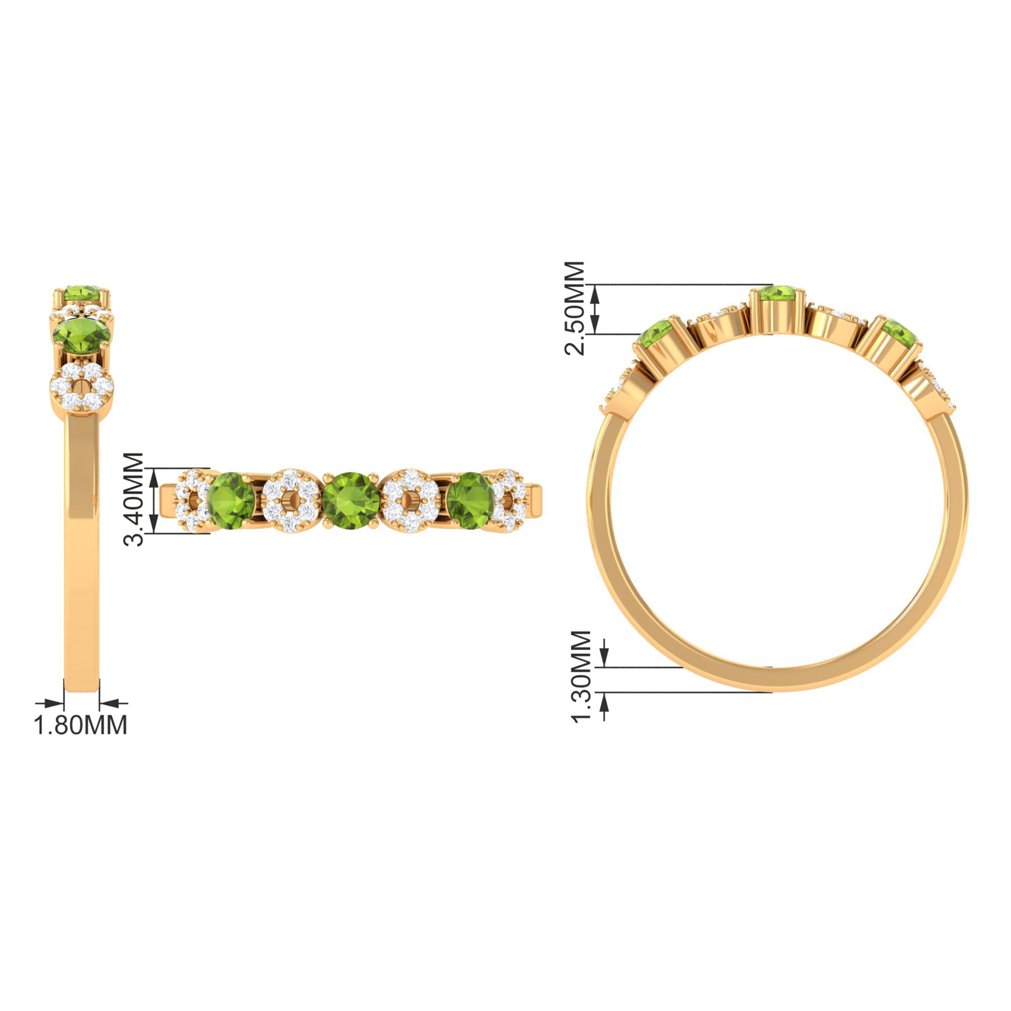 Rosec Jewels-Peridot and Diamond Semi Eternity Ring