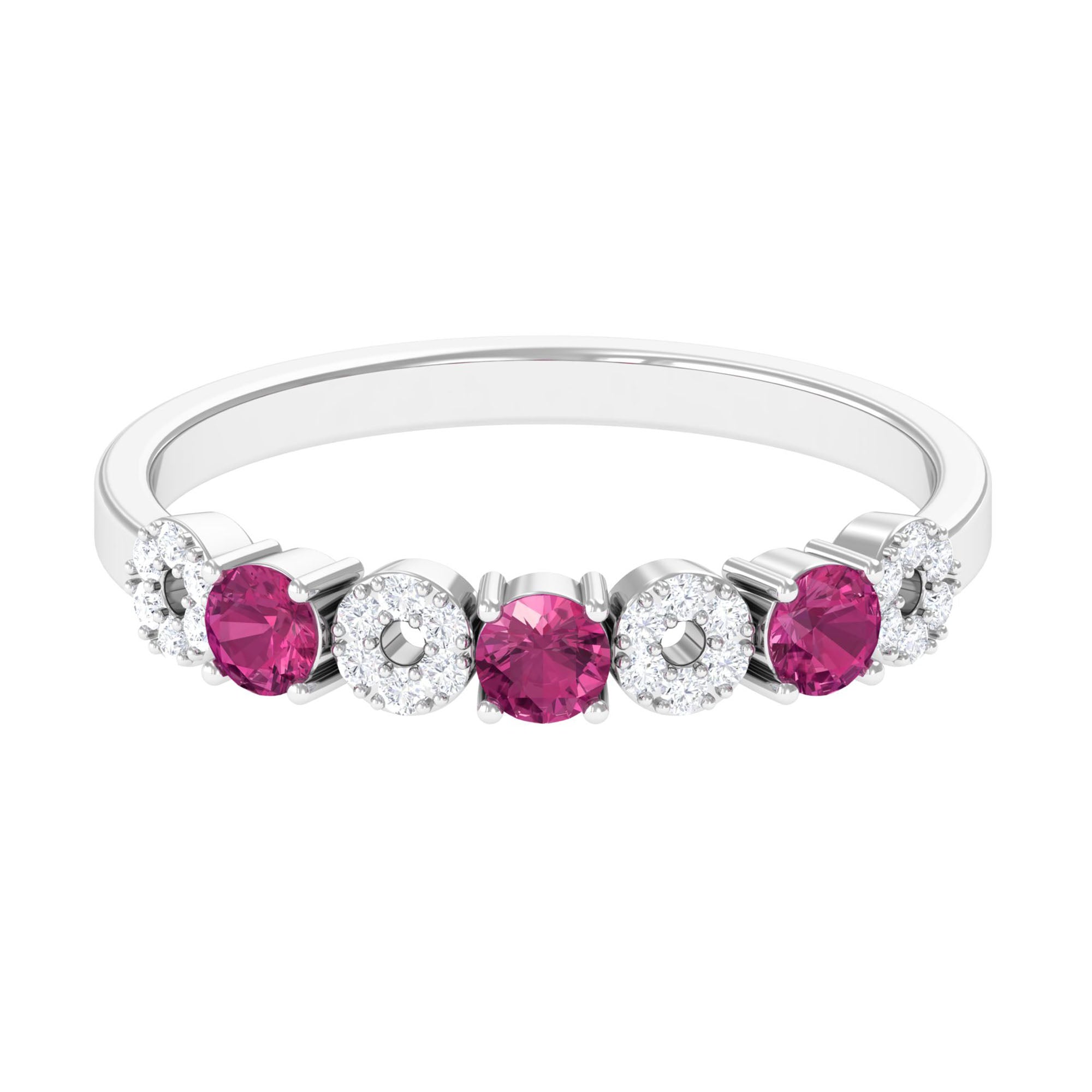 Rosec Jewels-Semi Eternity Ring with Pink Tourmaline and Diamond