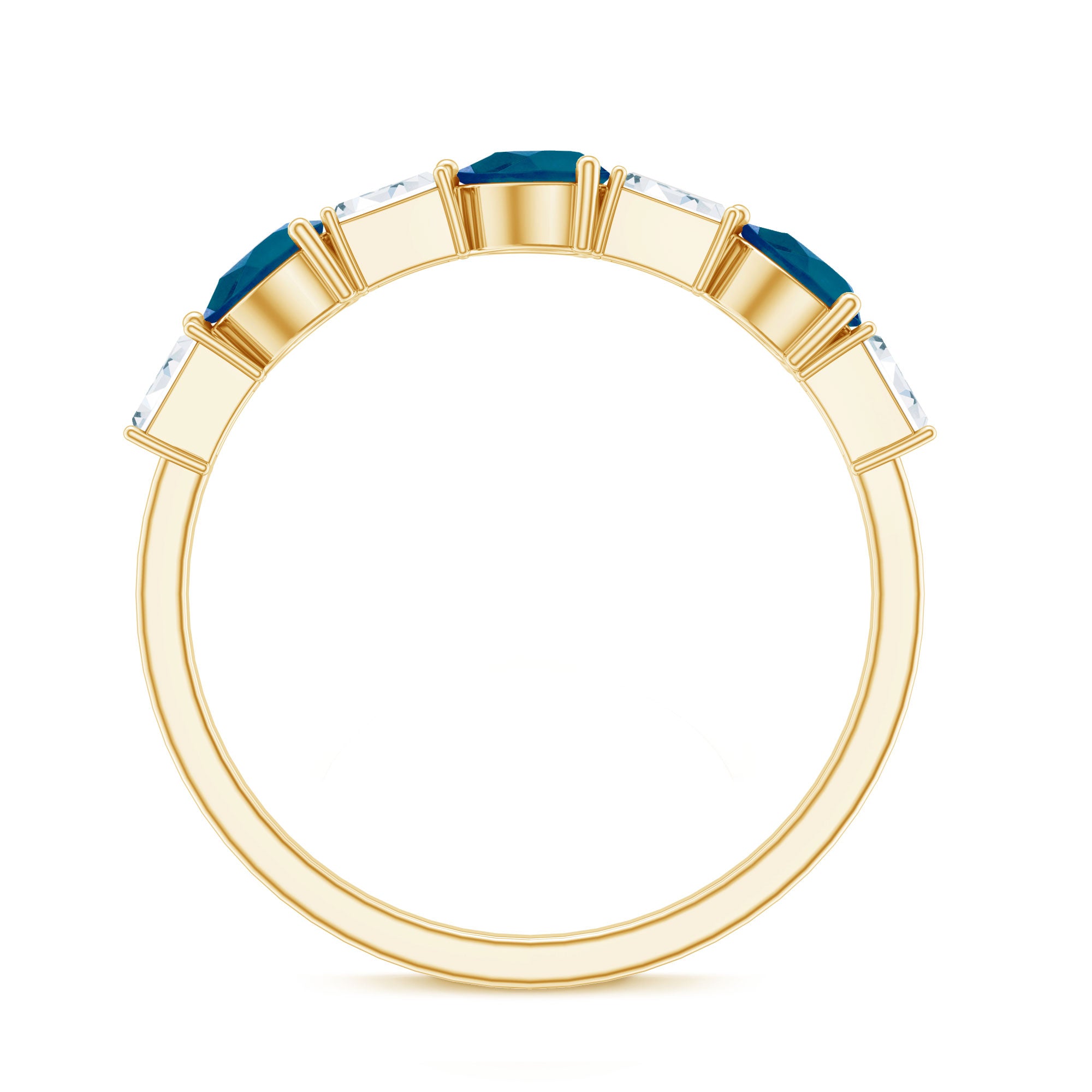 Pear Shape London Blue Topaz Eternity Band with Baguette Diamonds AAA - Rosec Jewels