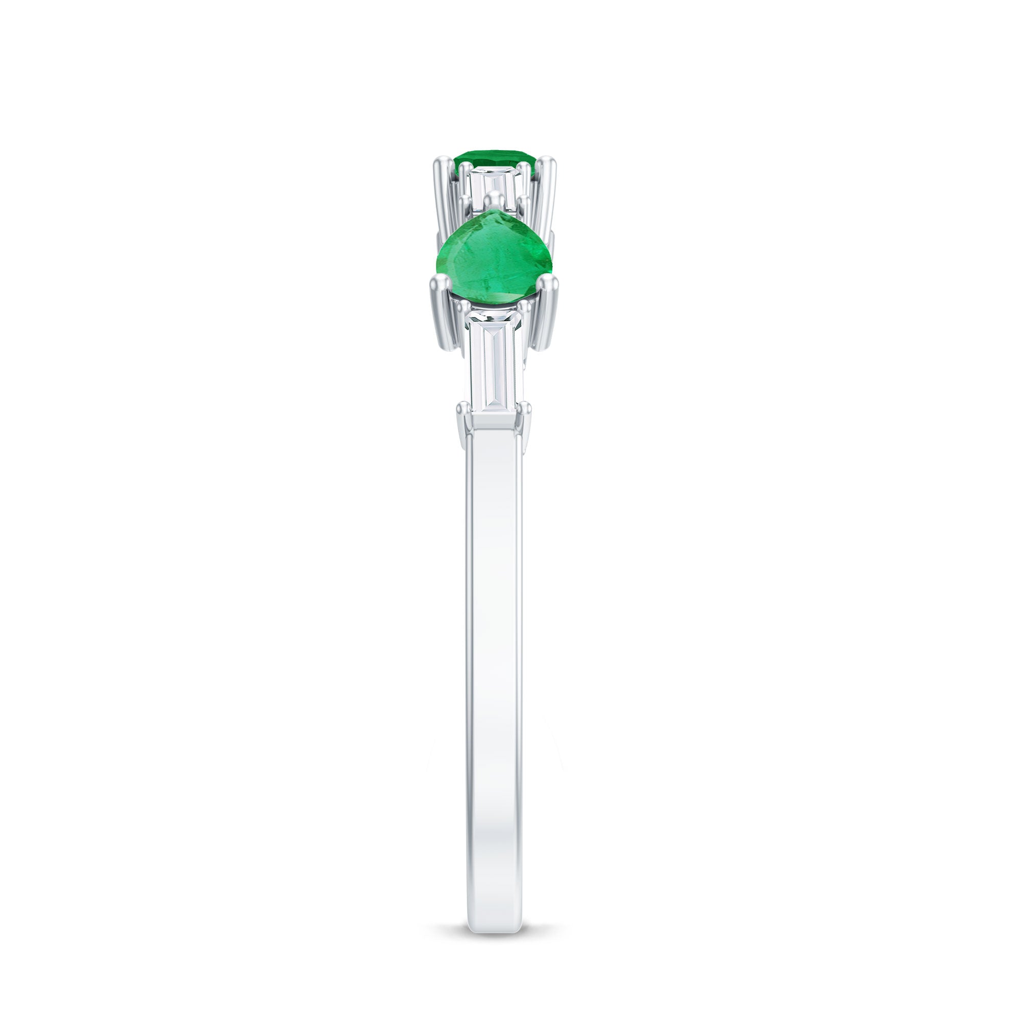 Certified Natural Emerald Diamond Half Eternity Anniversary Ring in East West Style AAA - Rosec Jewels