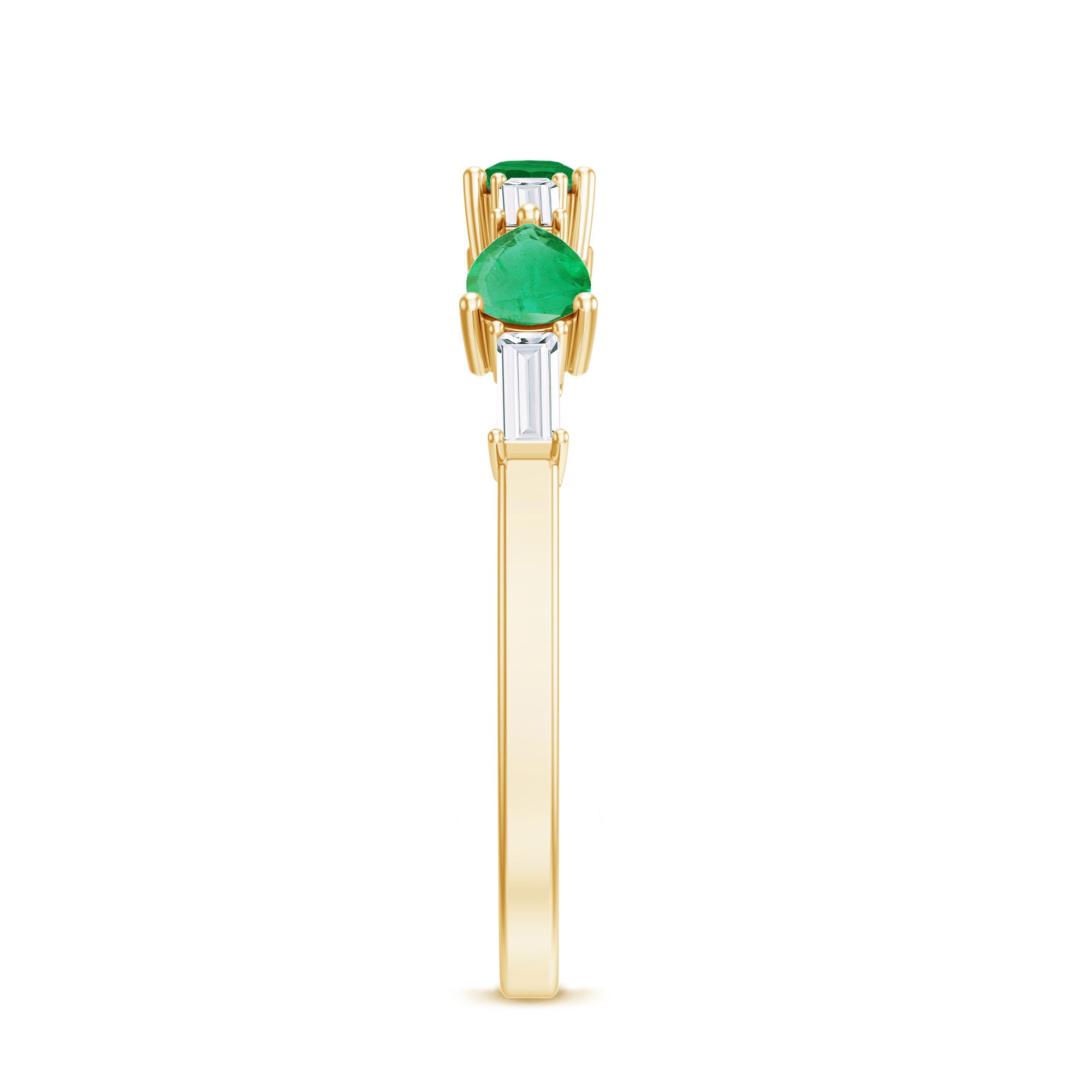 Certified Natural Emerald Diamond Half Eternity Anniversary Ring in East West Style AAA - Rosec Jewels