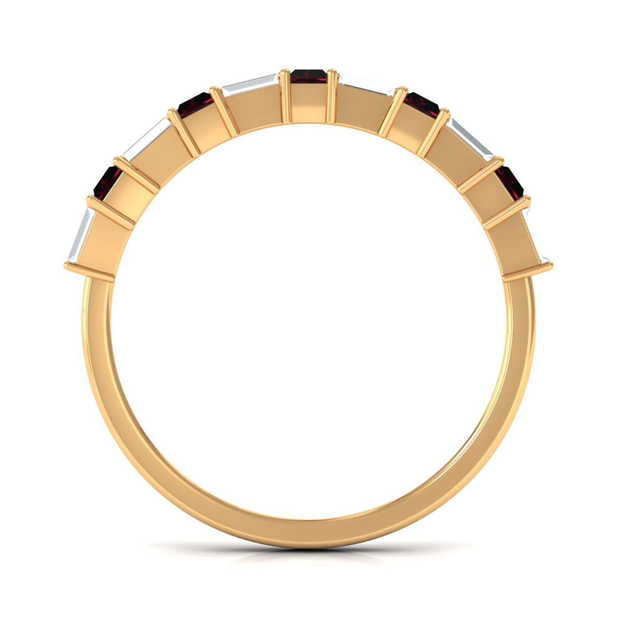 Rosec Jewels-Genuine Baguette Garnet Diamond Half Eternity Ring