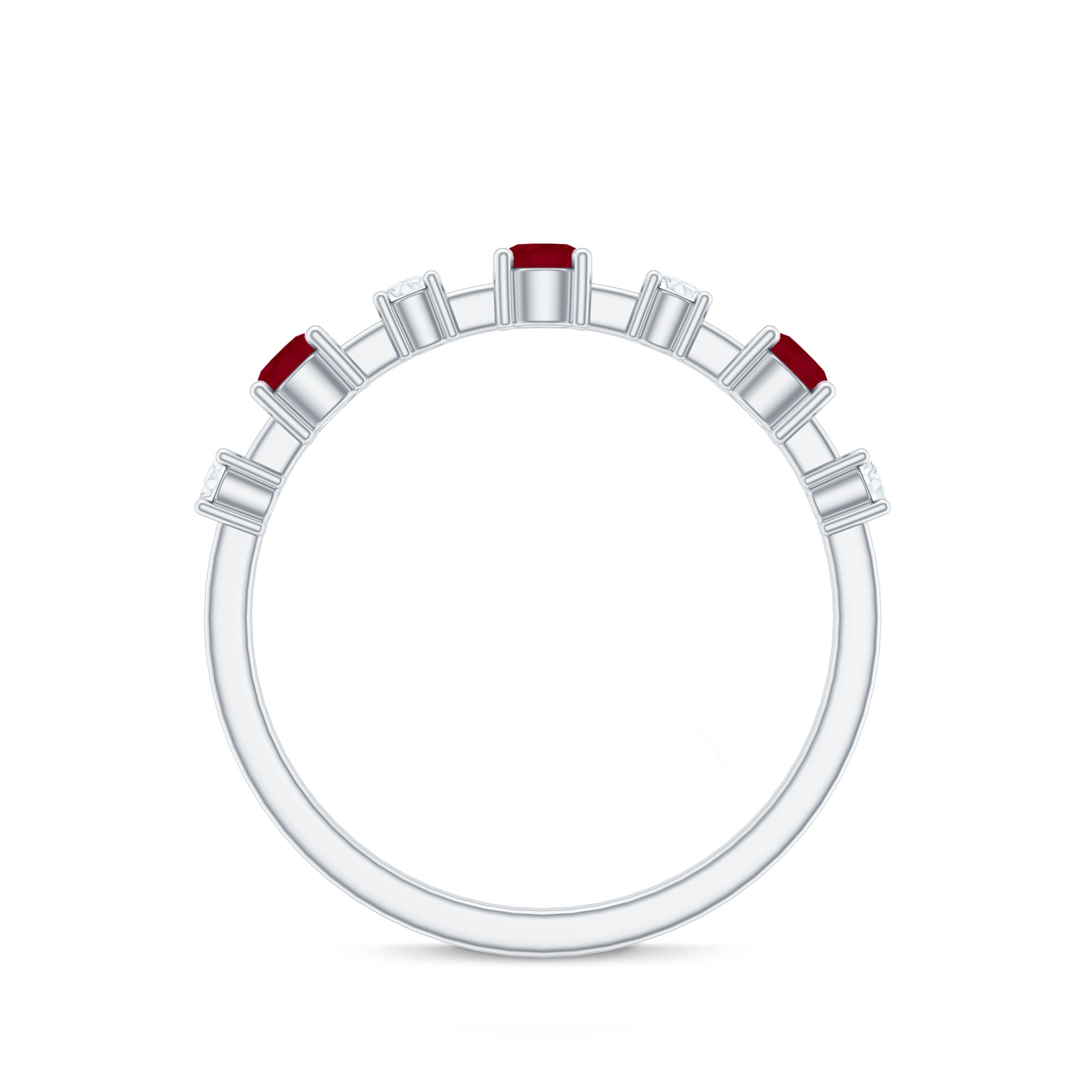 Natural Ruby Half Eternity Anniversary Ring with Diamond AAA - Rosec Jewels