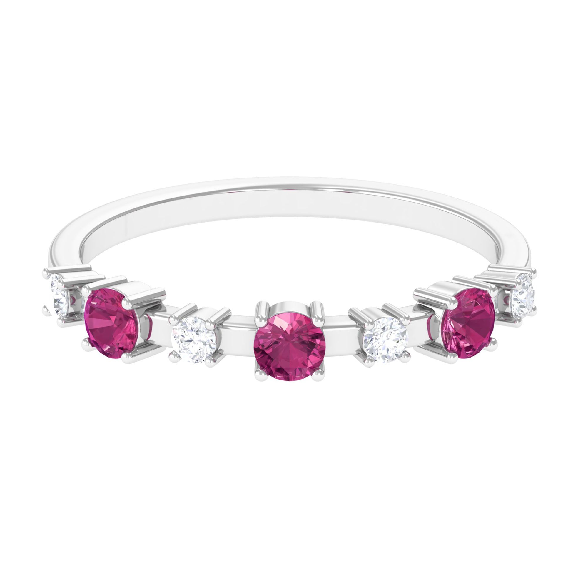 Pink Tourmaline and Diamond Half Eternity Ring