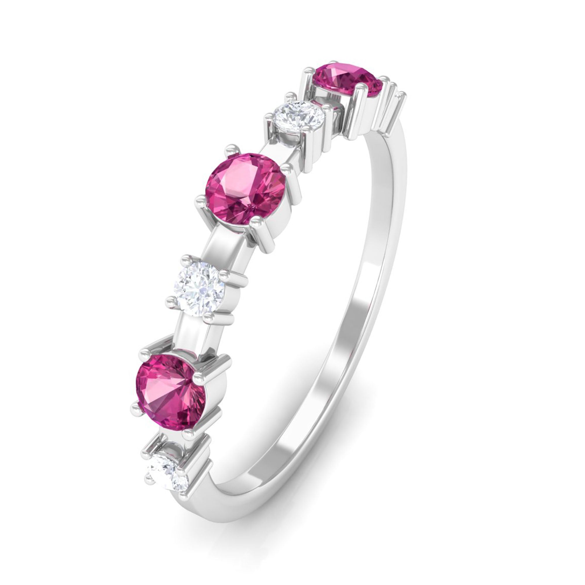 Rosec Jewels-Pink Tourmaline and Diamond Half Eternity Ring