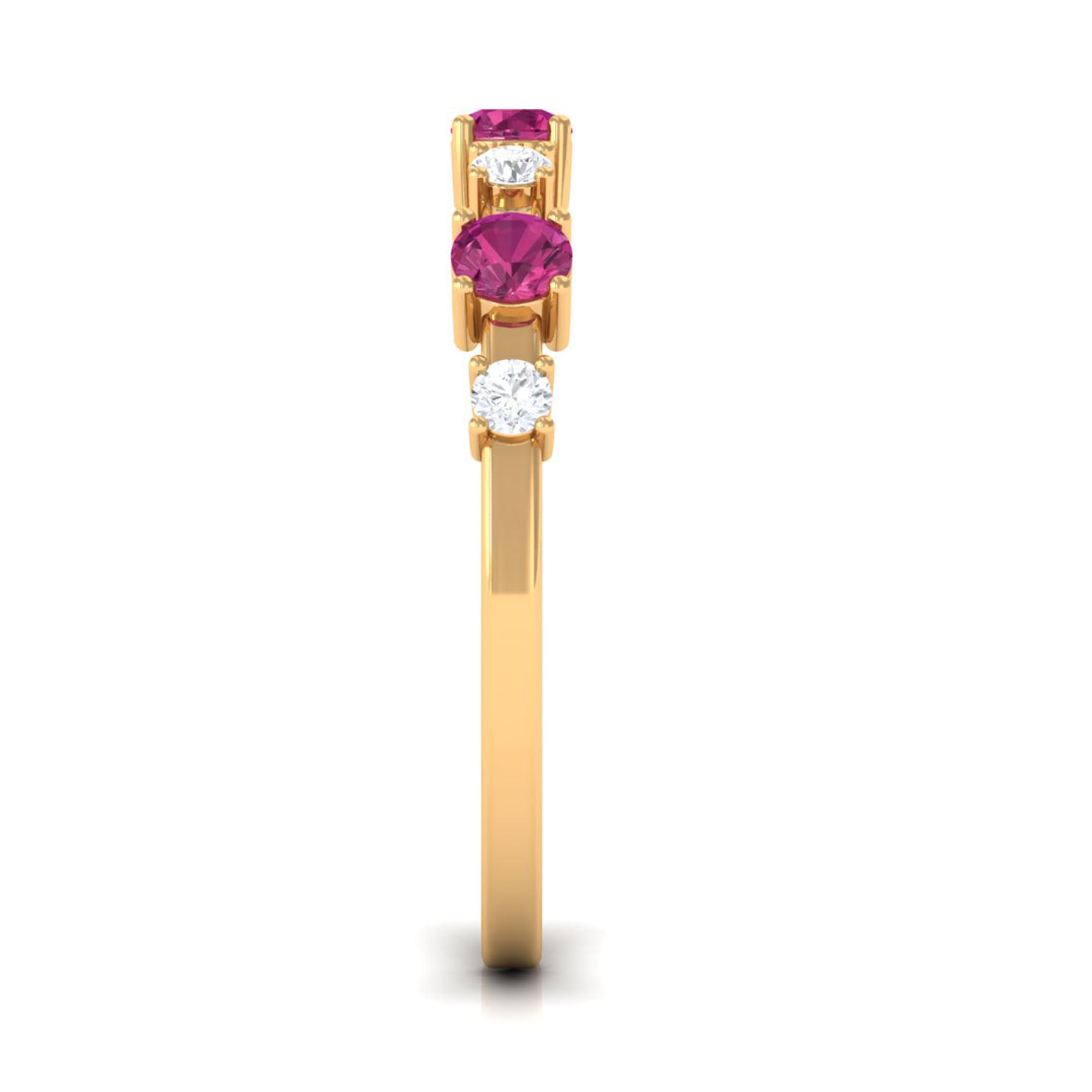 Rosec Jewels-Pink Tourmaline and Diamond Half Eternity Ring