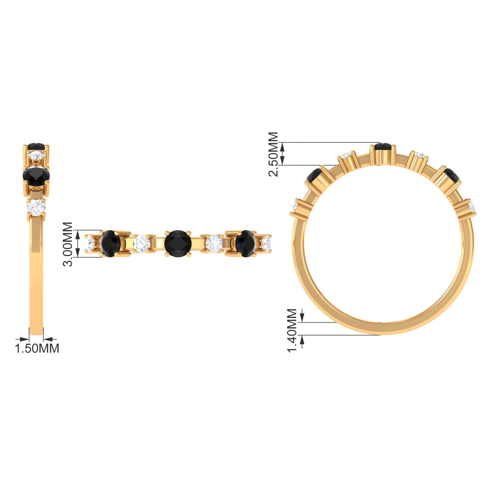 Black Spinel and Diamond Half Eternity Ring AAA - Rosec Jewels