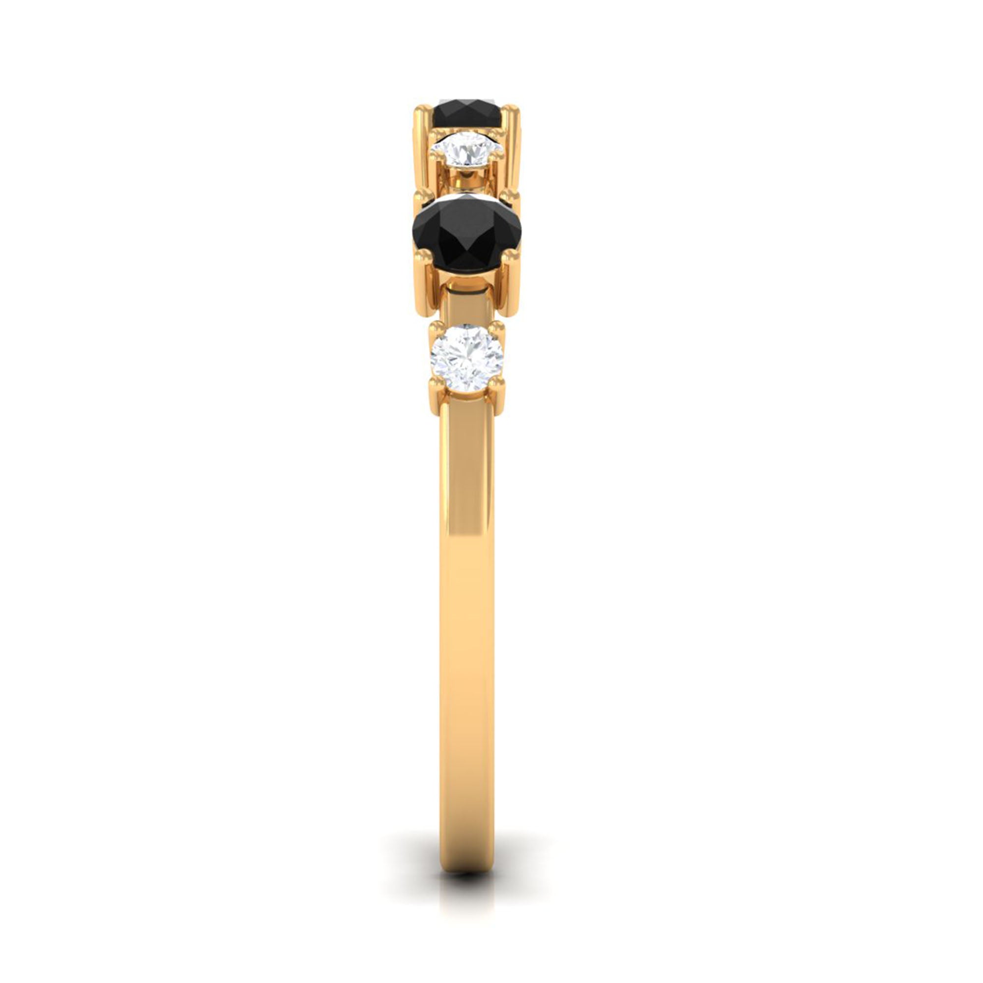 Black Spinel and Diamond Half Eternity Ring AAA - Rosec Jewels