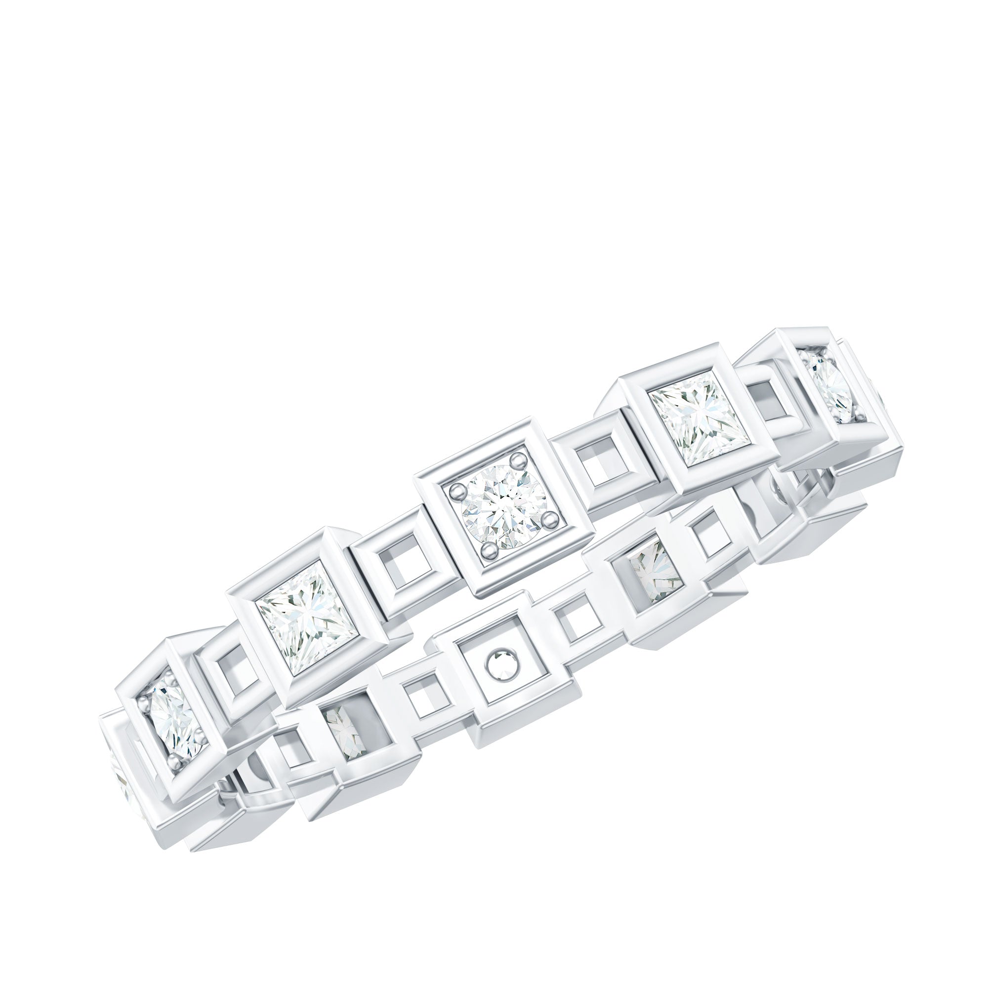 Princess Cut Moissanite Contemporary Wedding Band Ring D-VS1 - Rosec Jewels