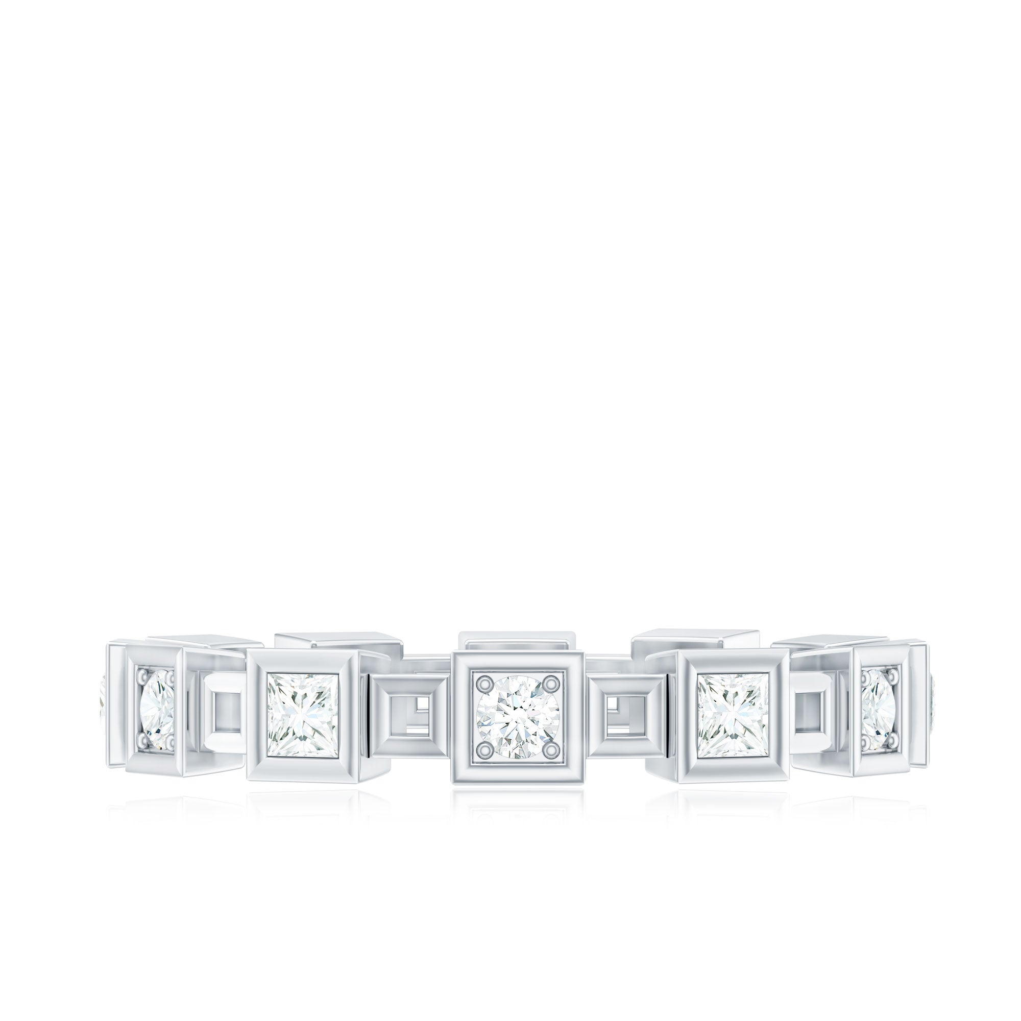 Princess Cut Moissanite Contemporary Wedding Band Ring D-VS1 - Rosec Jewels