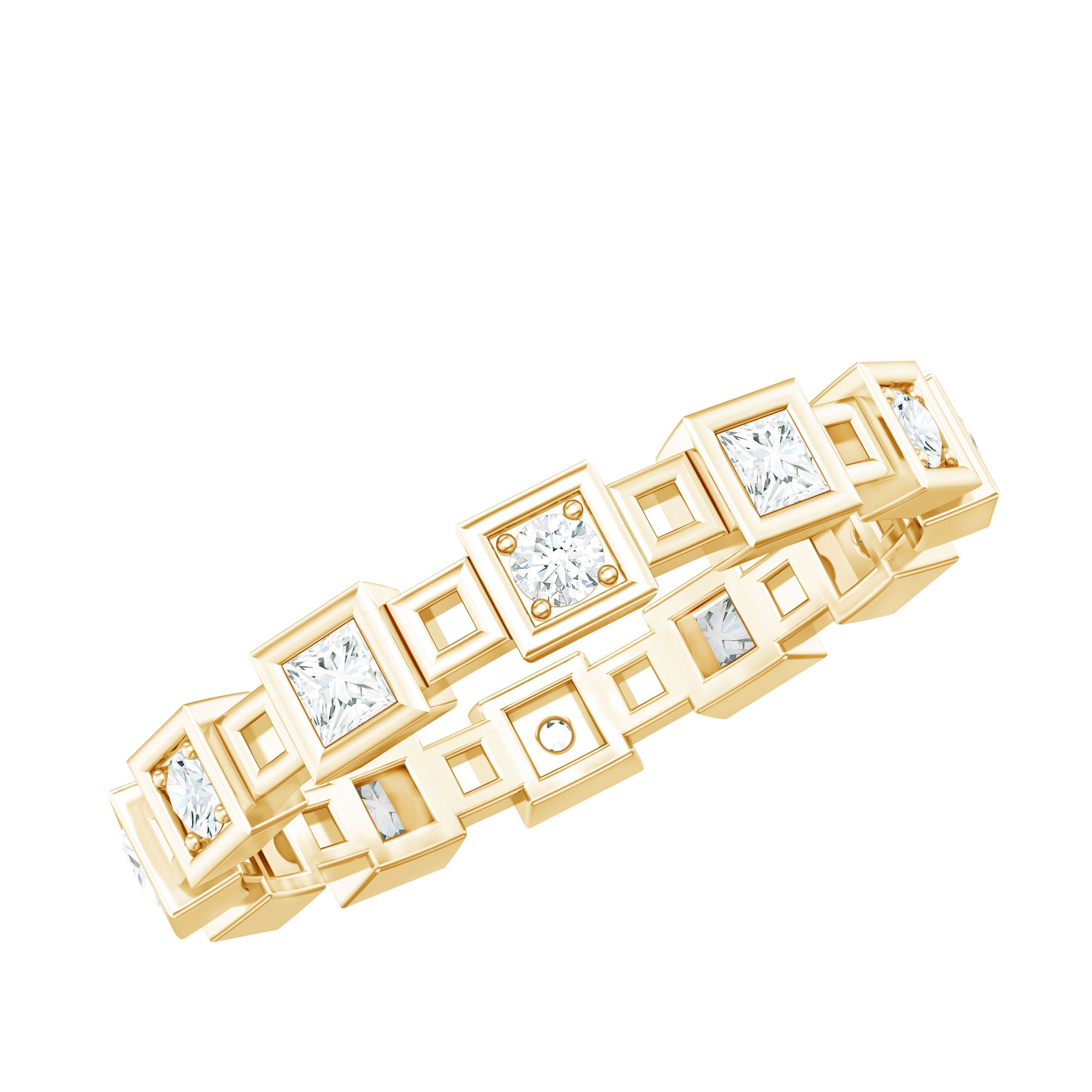 Princess Cut Moissanite Contemporary Wedding Band Ring D-VS1 - Rosec Jewels
