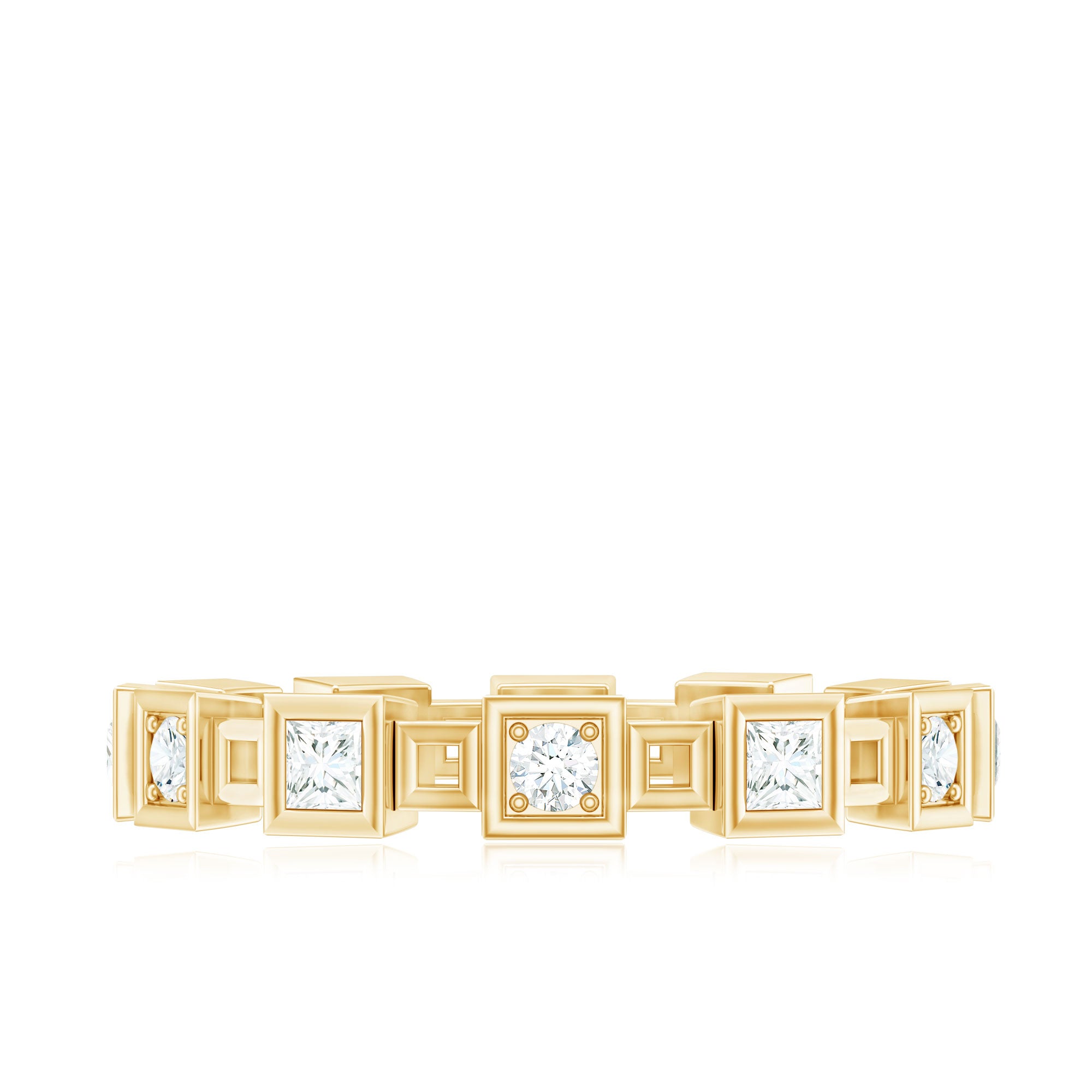 Princess Cut Moissanite Contemporary Wedding Band Ring D-VS1 - Rosec Jewels