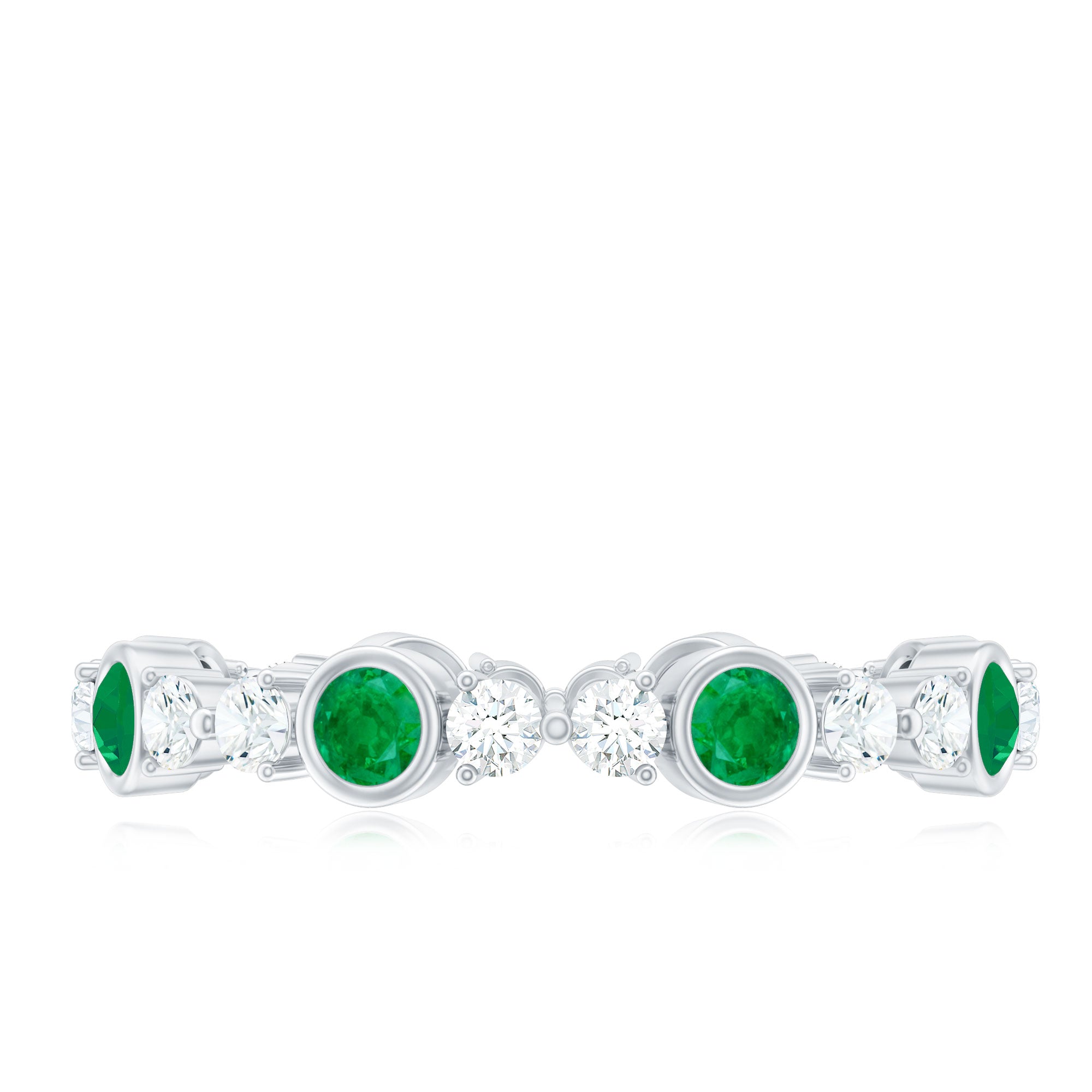 Natural Emerald Diamond Eternity Ring with Certificate AAA - Rosec Jewels