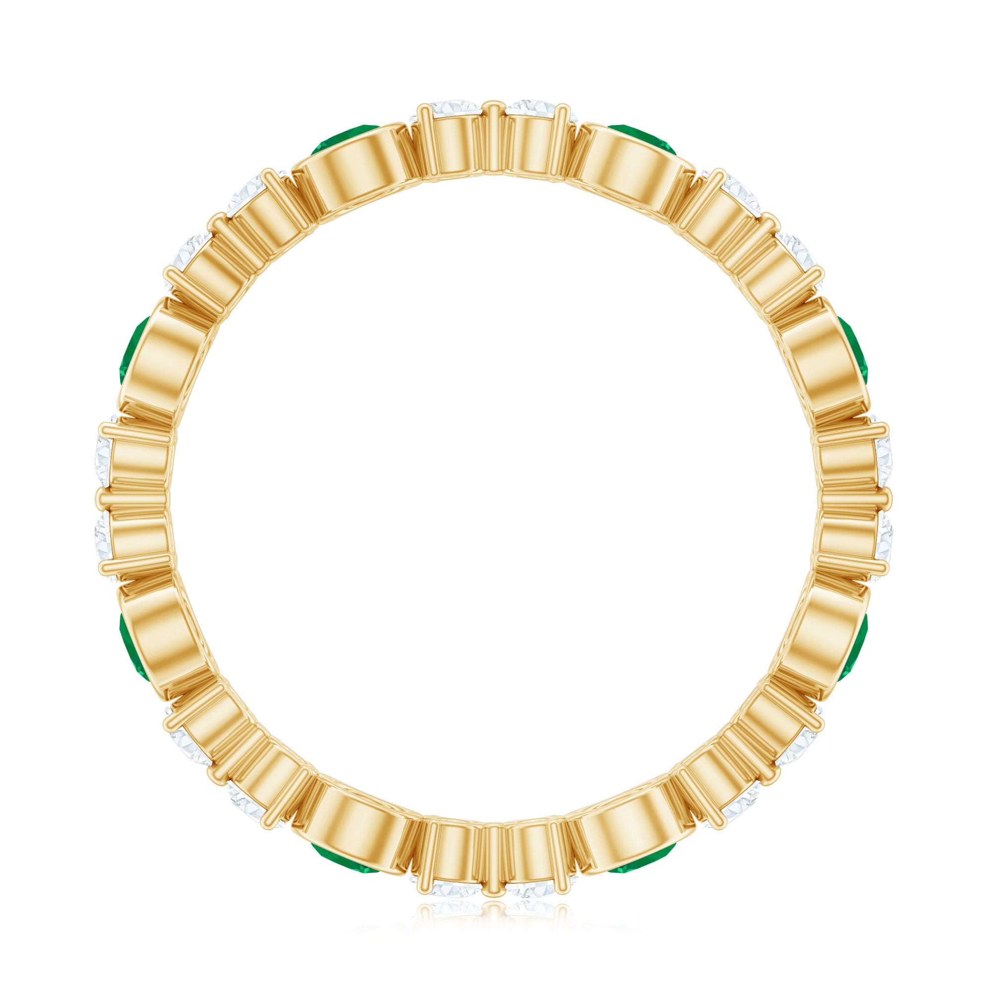 Natural Emerald Diamond Eternity Ring with Certificate AAA - Rosec Jewels