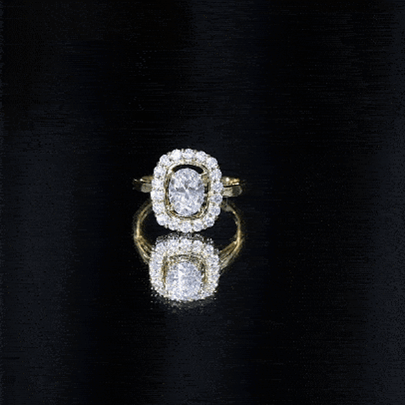 Oval Cubic Zirconia Halo Statement Engagement Ring AAAA - Rosec Jewels