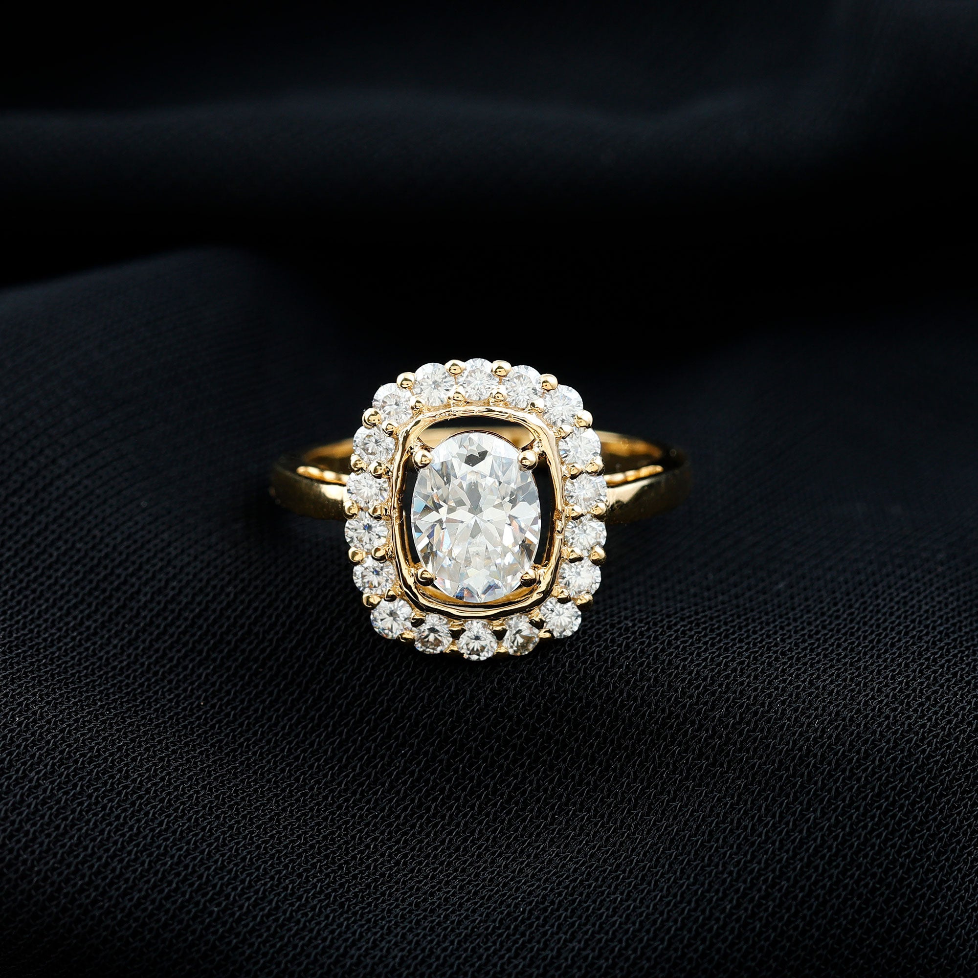 Oval Cubic Zirconia Halo Statement Engagement Ring AAAA - Rosec Jewels
