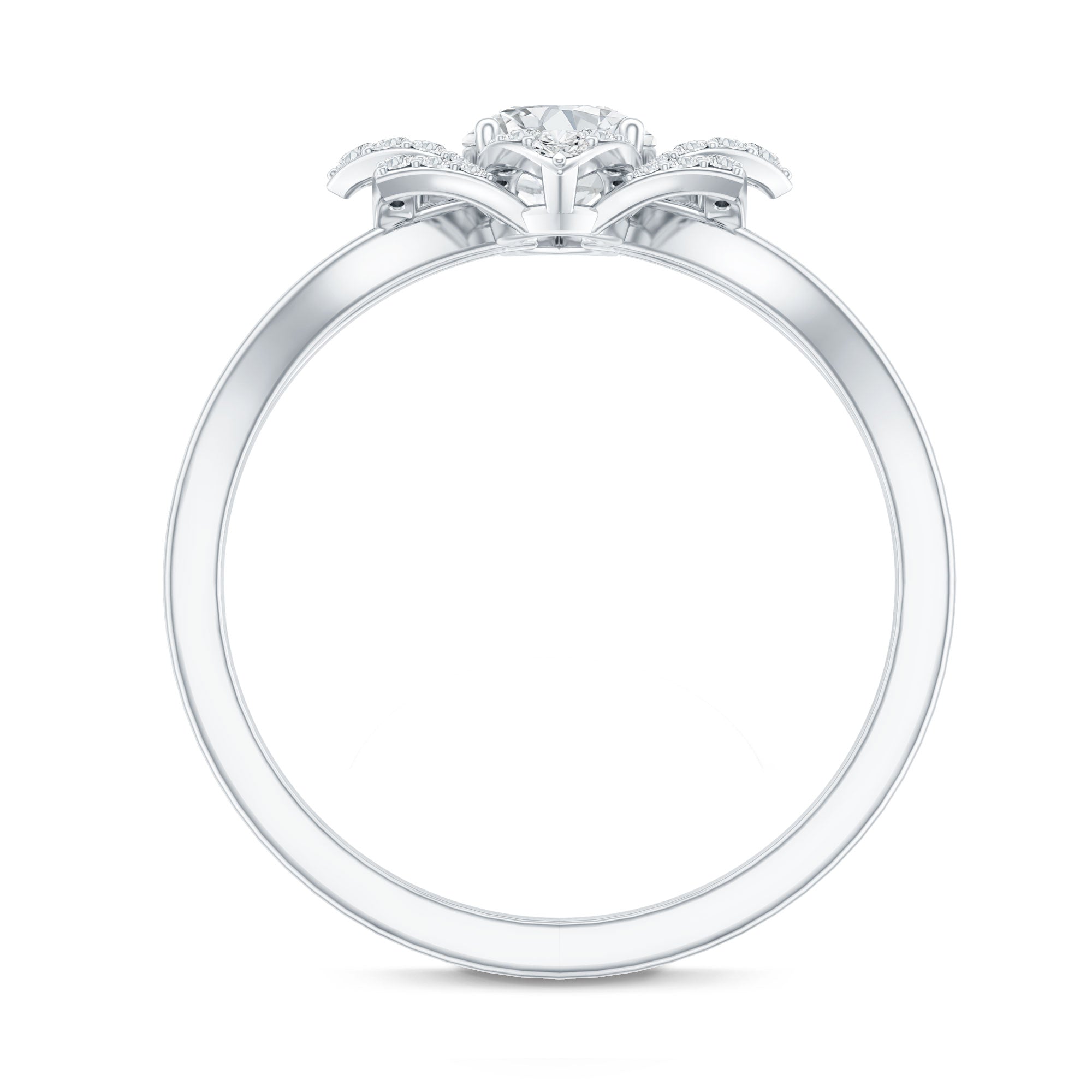 Certified Moissanite Floral Engagement Ring with Split Shank D-VS1 - Rosec Jewels