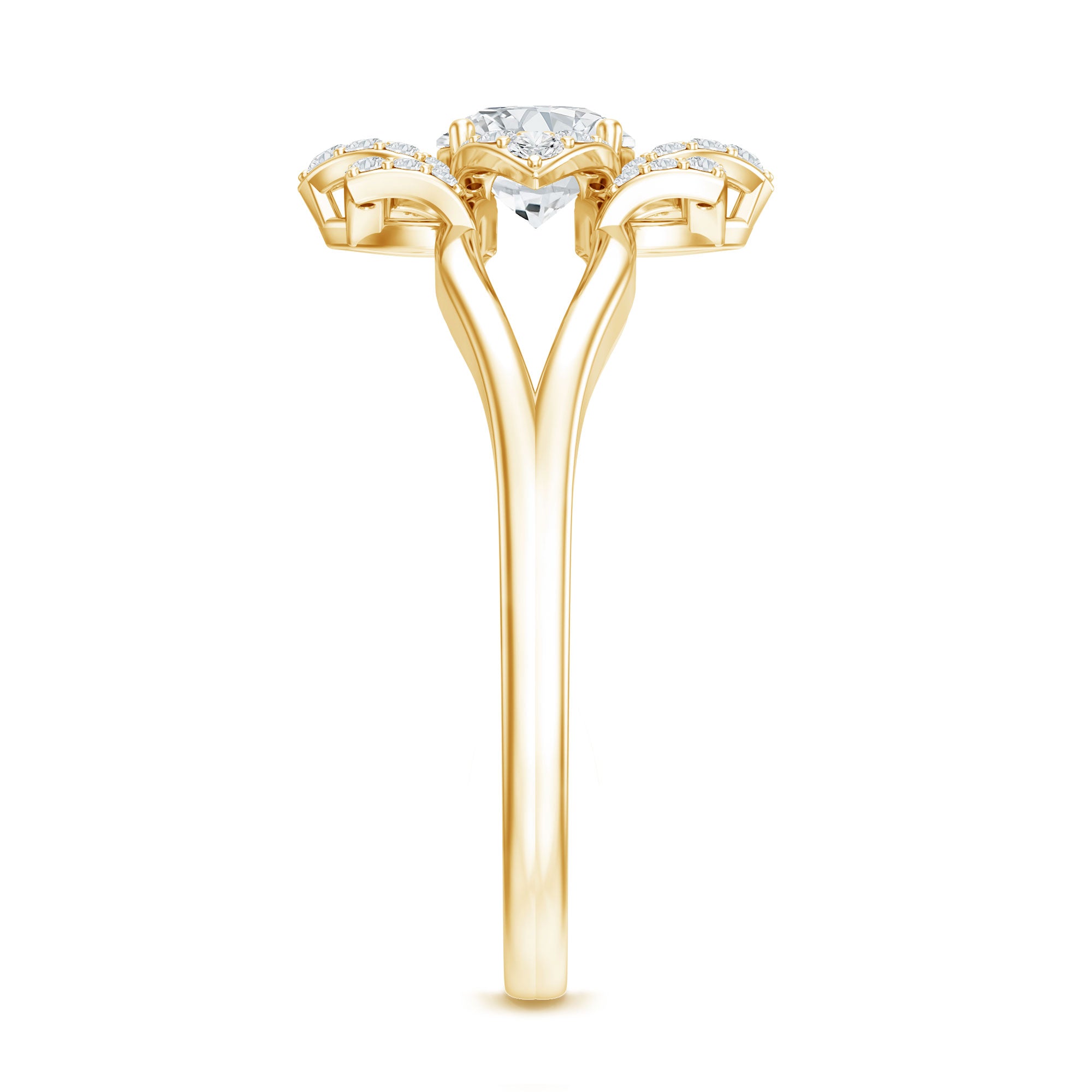 Certified Moissanite Floral Engagement Ring with Split Shank D-VS1 - Rosec Jewels