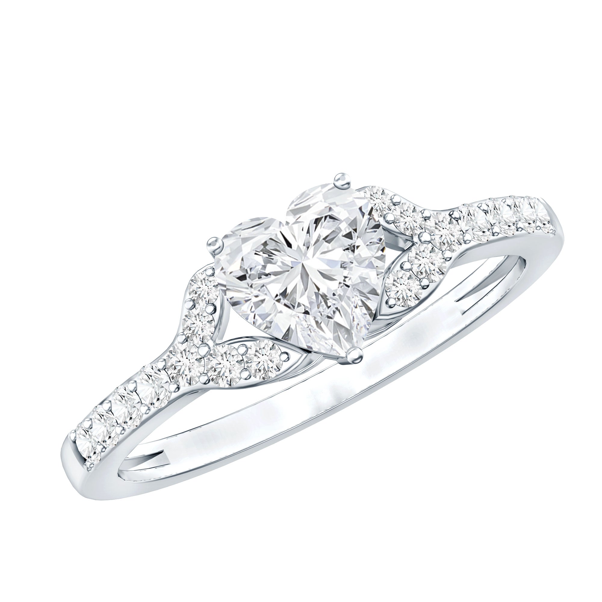 Certified Heart Shape Moissanite Engagement Ring D-VS1 - Rosec Jewels