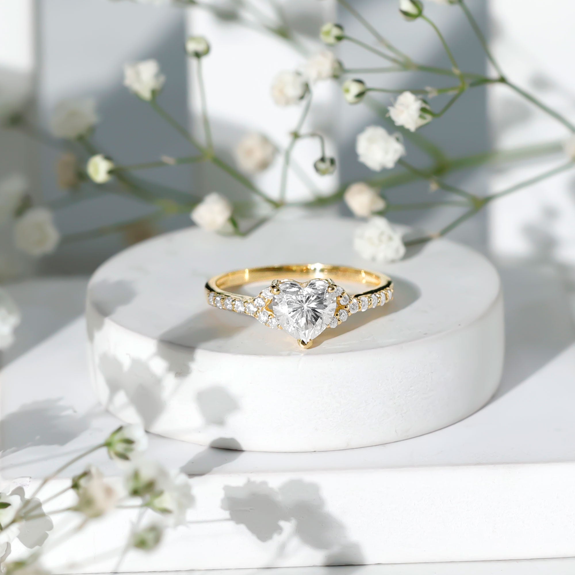 Certified Heart Shape Moissanite Engagement Ring D-VS1 - Rosec Jewels
