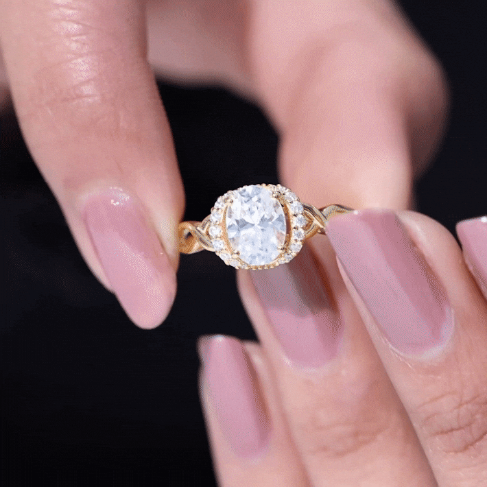 Oval Shape Moissanite Engagement Ring With Certificate D-VS1 - Rosec Jewels