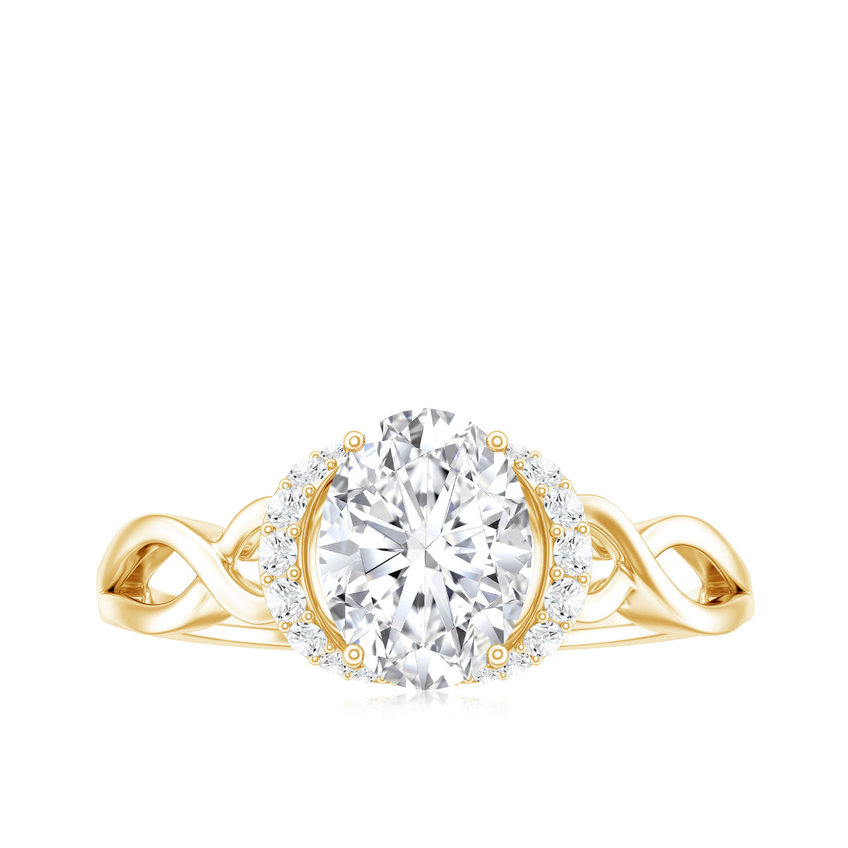 Oval Shape Moissanite Engagement Ring With Certificate D-VS1 - Rosec Jewels