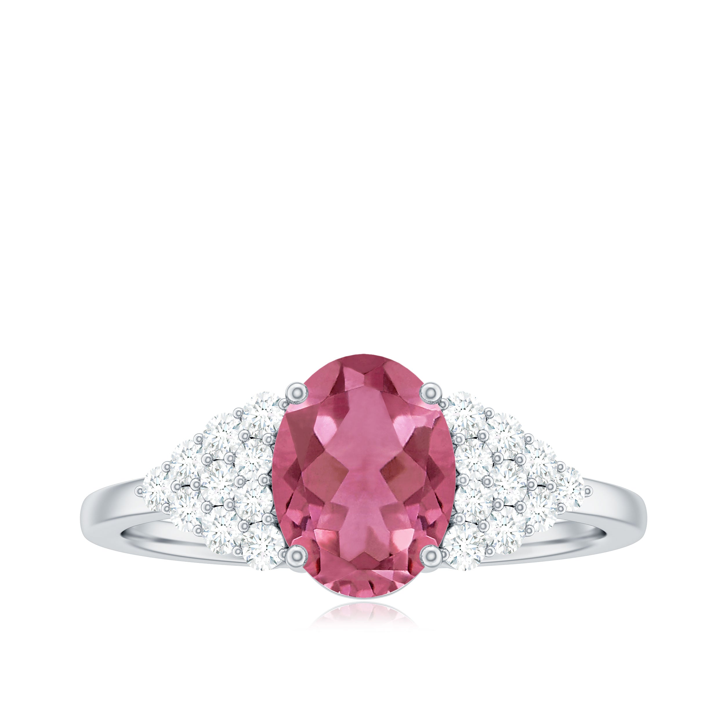 Classic Pink Tourmaline Solitaire Ring with Diamond AAA - Rosec Jewels