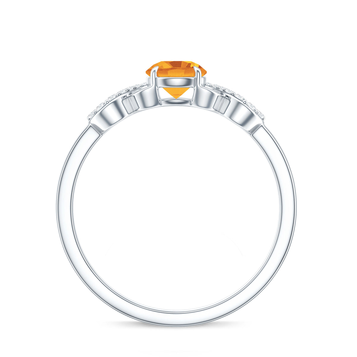 Certified Natural Citrine Infinity Promise Ring with Diamonds AAA - Rosec Jewels
