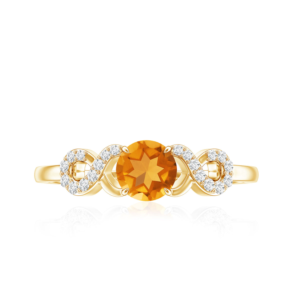 Certified Natural Citrine Infinity Promise Ring with Diamonds AAA - Rosec Jewels