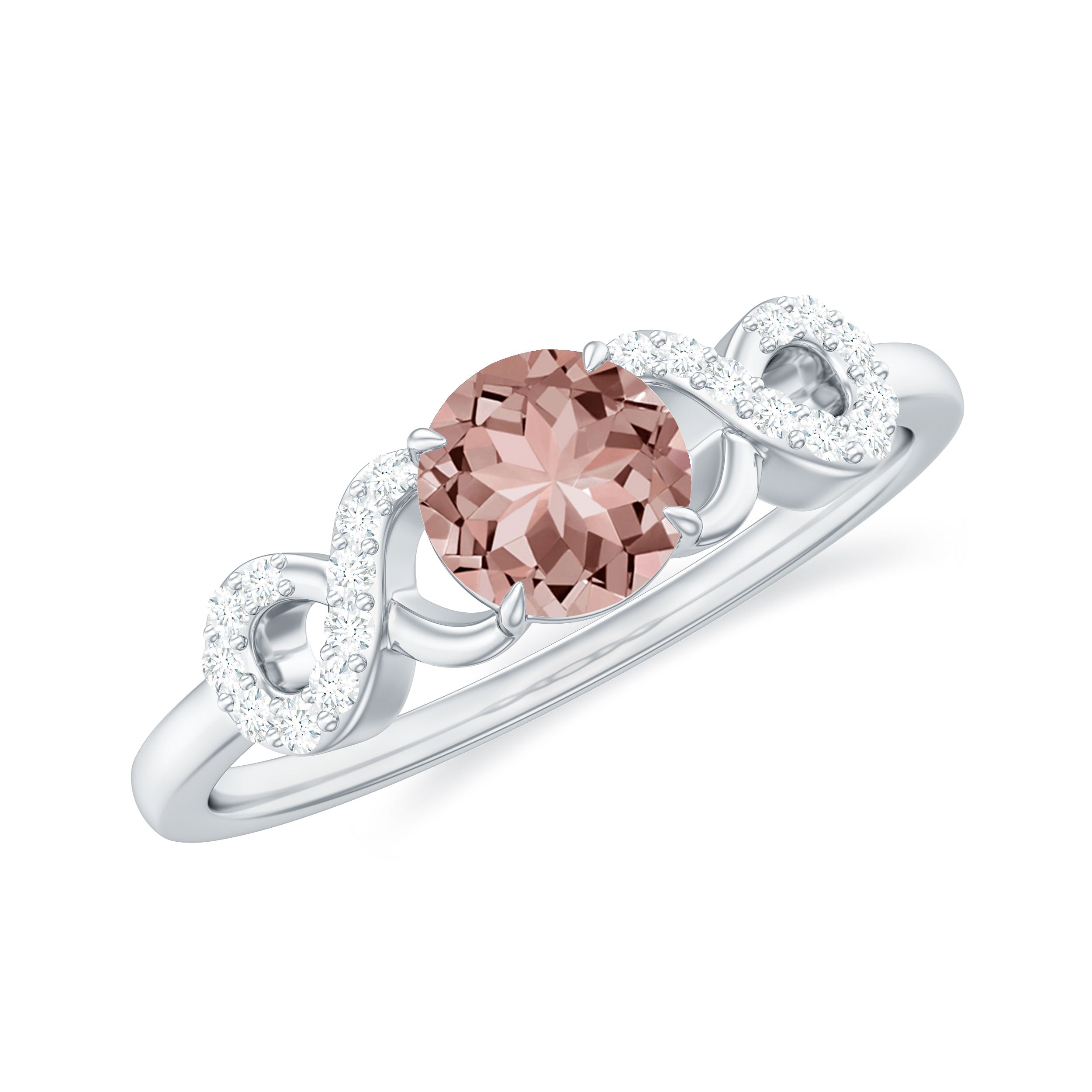 1/2 CT Round Morganite and Diamond Infinity Engagement Ring