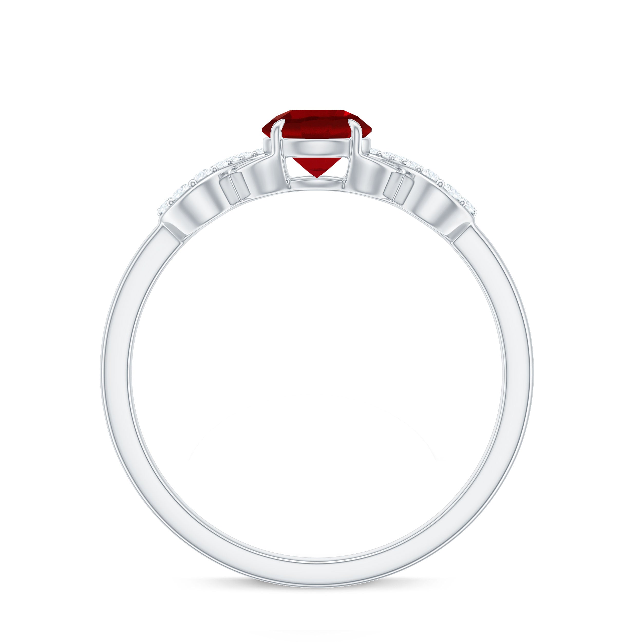 Certified 0.6 Carat Lab Grown Ruby Promise Ring with Diamond Infinity Knot AAAA - Rosec Jewels