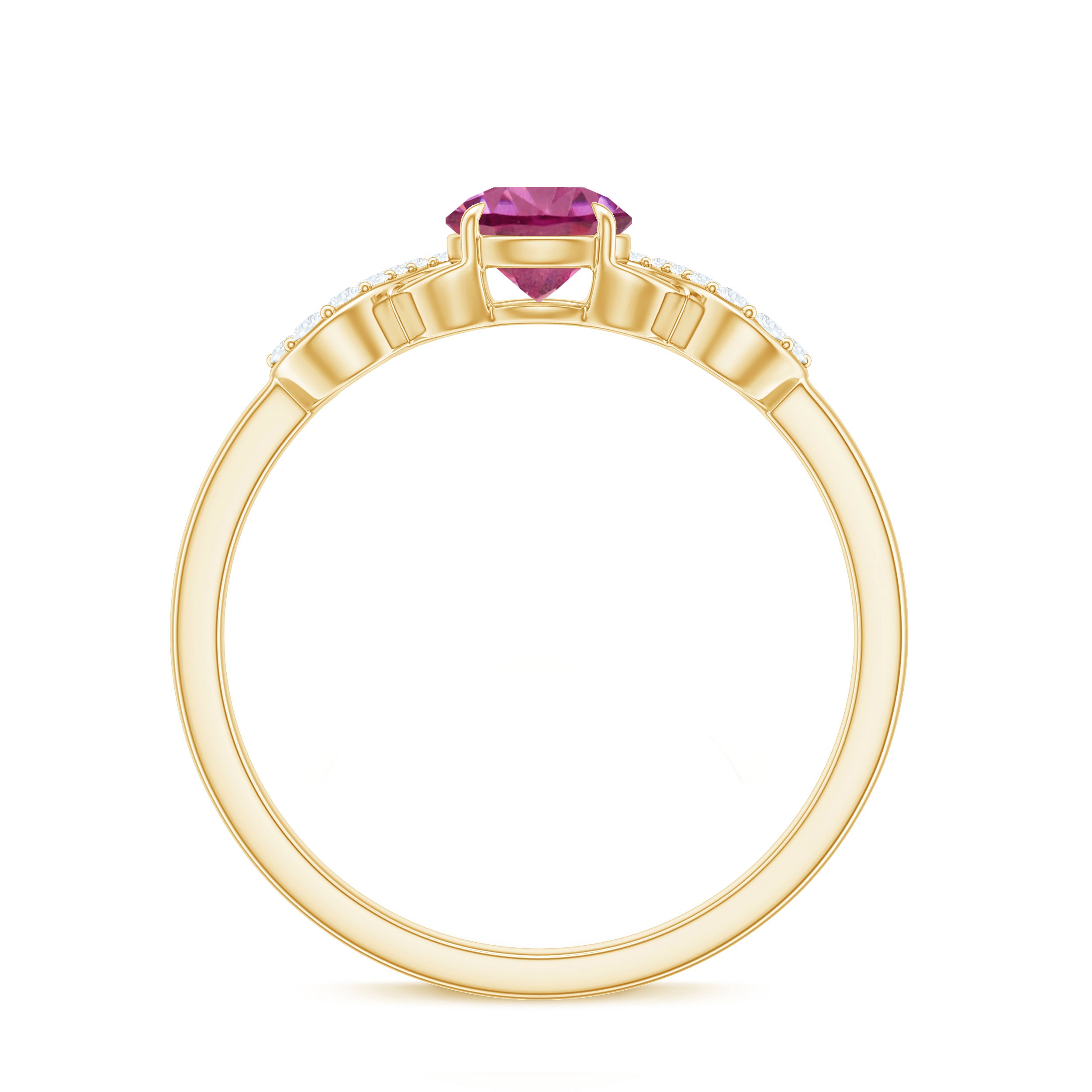 Rosec Jewels-Solitaire Pink Tourmaline Infinity Promise Ring with Diamond
