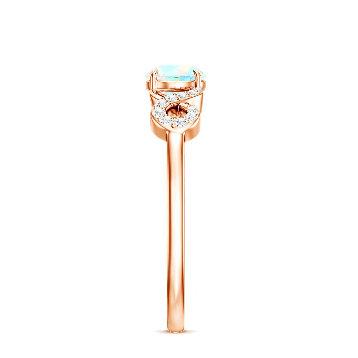 Certified Real Ethiopian Rainbow Opal Diamond Engagement Ring with Criss Cross Shank AAA - Rosec Jewels